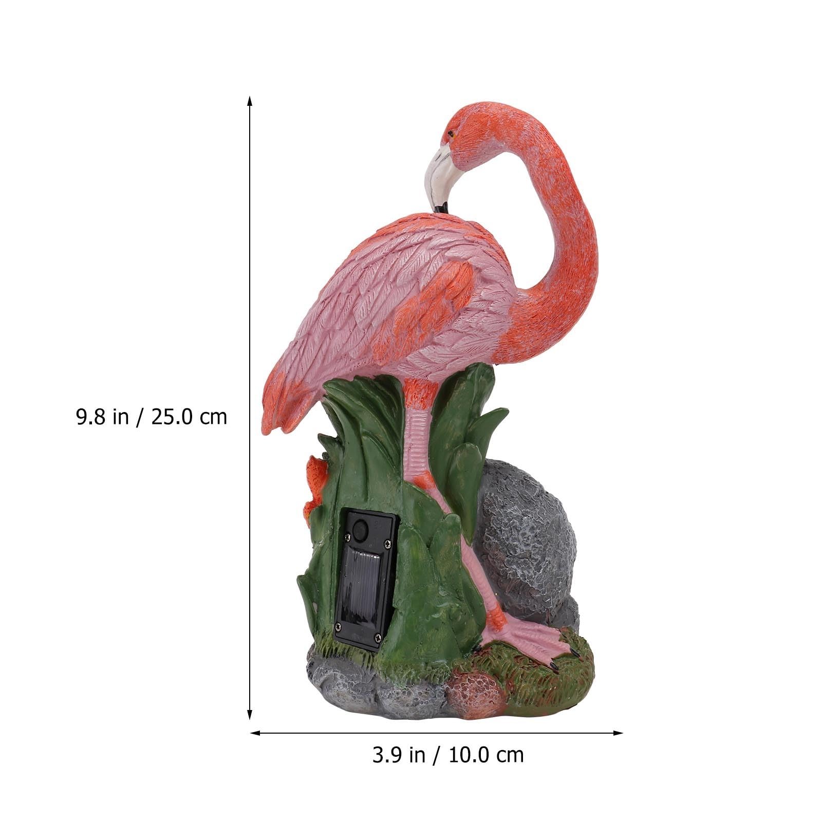 Solarer Flamingo aus Kunstharz, Rosa, Kompakt, Leuchtet für Gartenweg