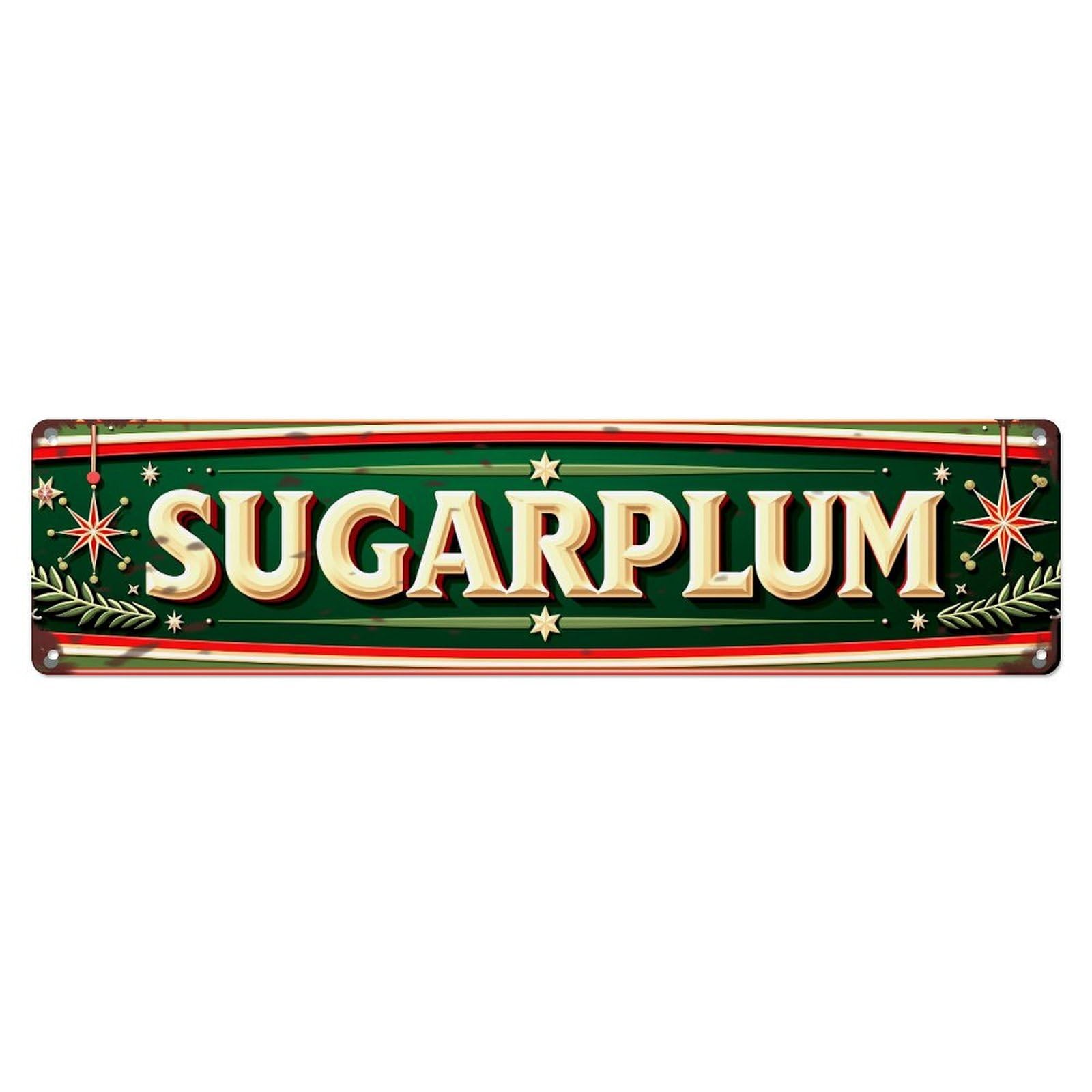 Green Red Stripes Stars Leaves Metal Tin Sign Plaque