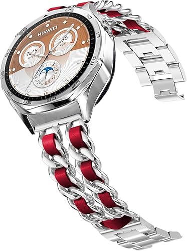 Correas compatibles con Galaxy Watch de 1.811in, correa de cadena de metal de acero inoxidable de 0.866in, repuesto para Samsung Gear S3
