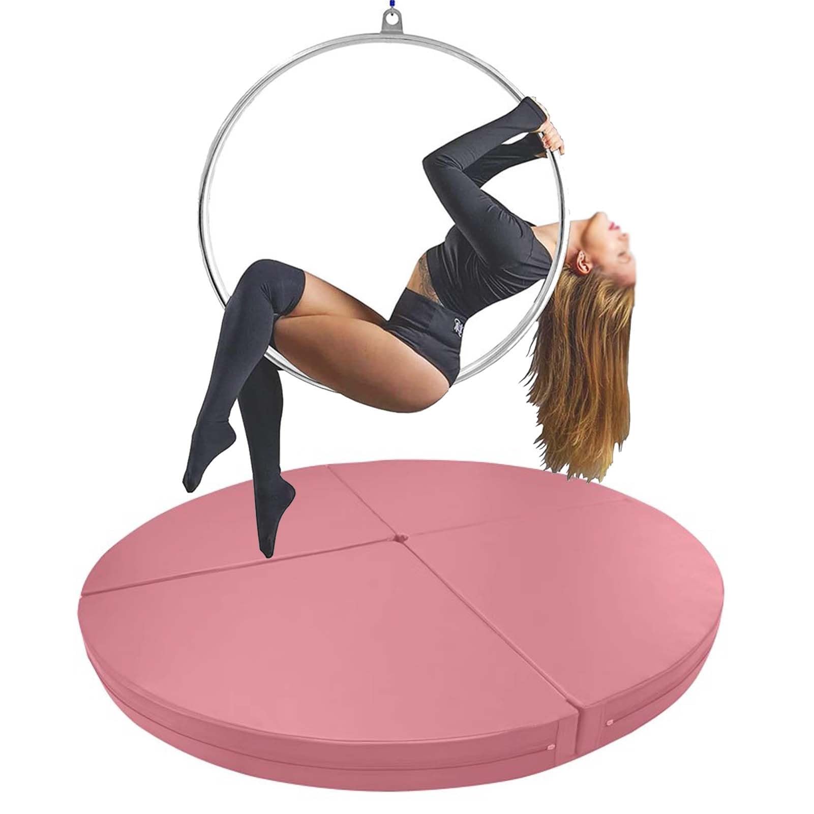 WJFTODAY Portable Aerial Hoop Crash Mat - Non-Slip Dance Fitness Pad, Foldable Stripper Pole Safety Cushion, Yoga Gym Floor Padding, Pink, 160cm x 3cm (63in x 1.2in)