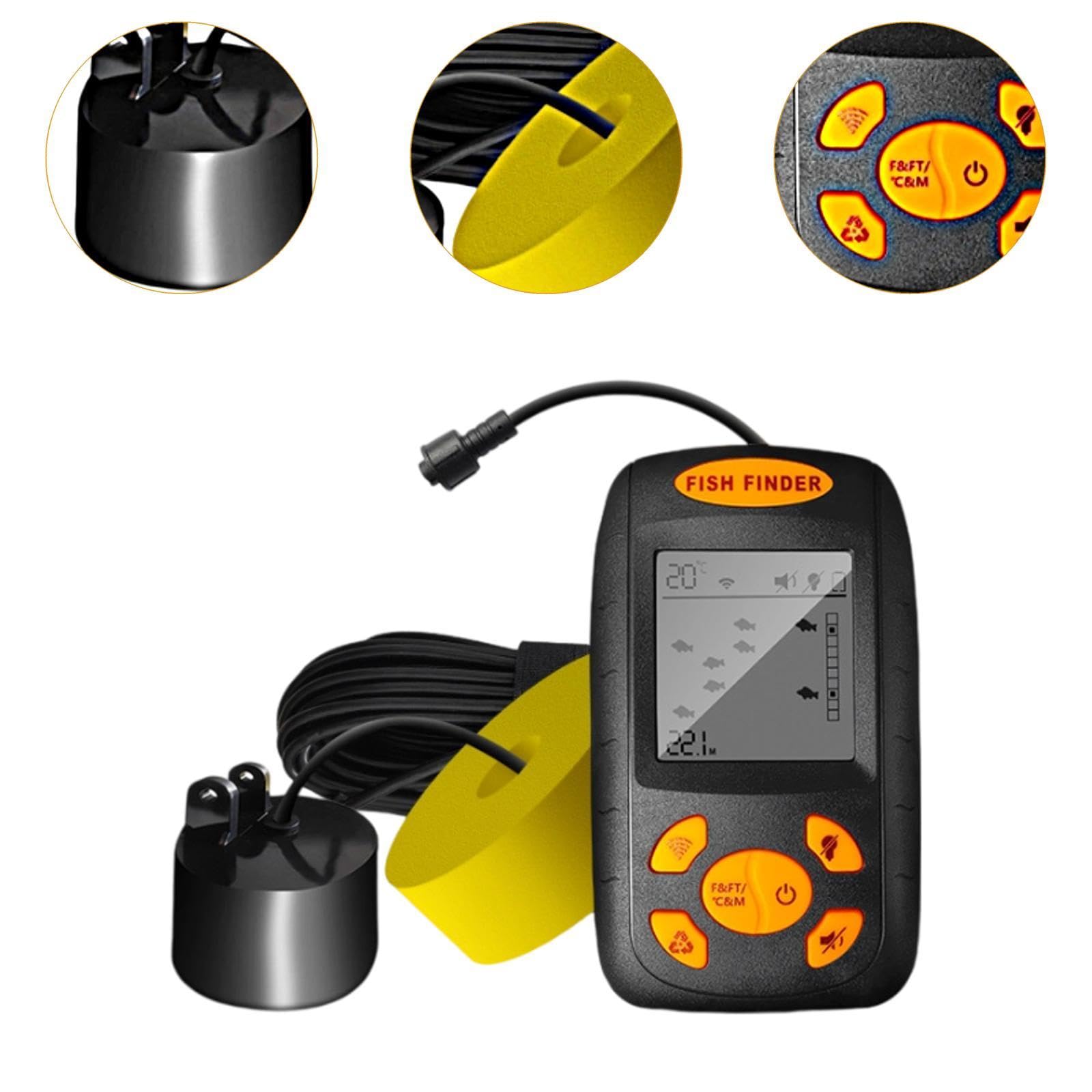 LOVIVER Sondeur de Pêche Portable, Sondeur de Profondeur Filaire Portable, écran,