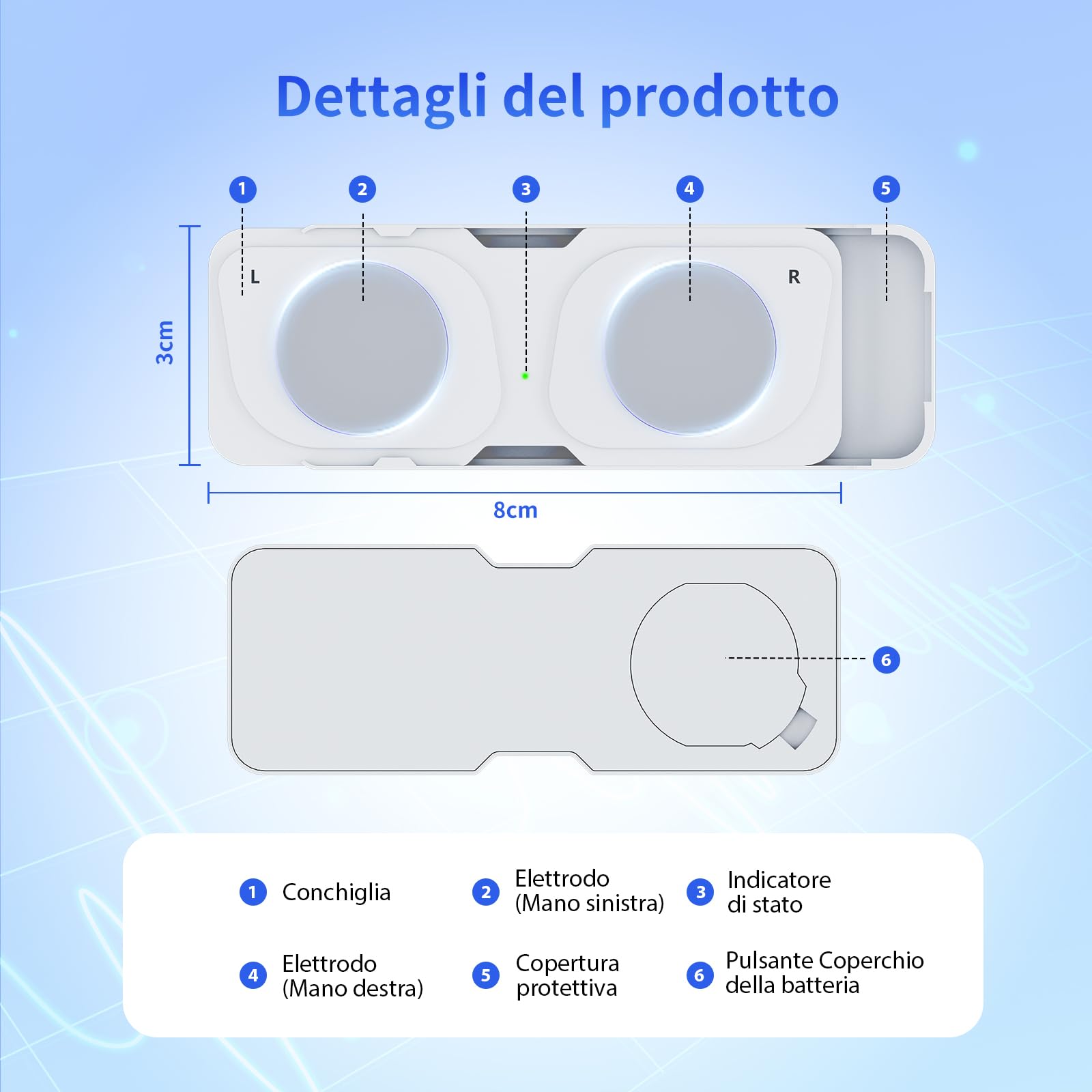 Monitor ECG mobile, dispositivo ECG personale, rileva fibrillazione atriale, bradicardia o tachicardia in 30 secondi, cardiofrequenzimetro, app per iOS/Android