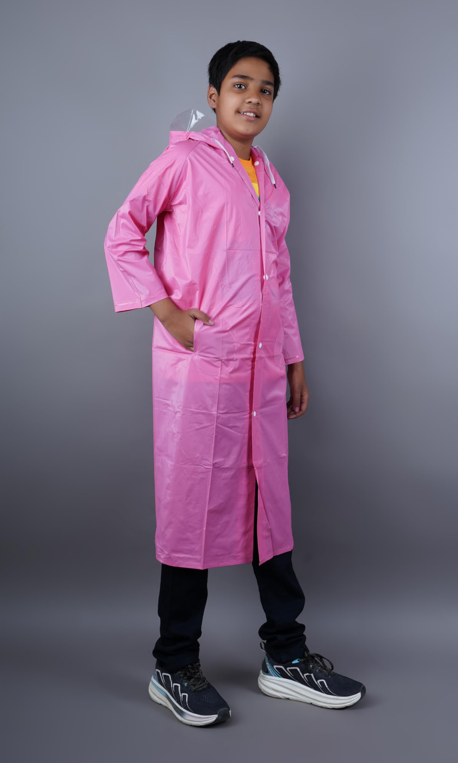 KETKAR Kids PVC Waterproof Long Raincoat School raincoat for kids Pack of 01_Pink,7-8 Years - Image 5 thumbnail