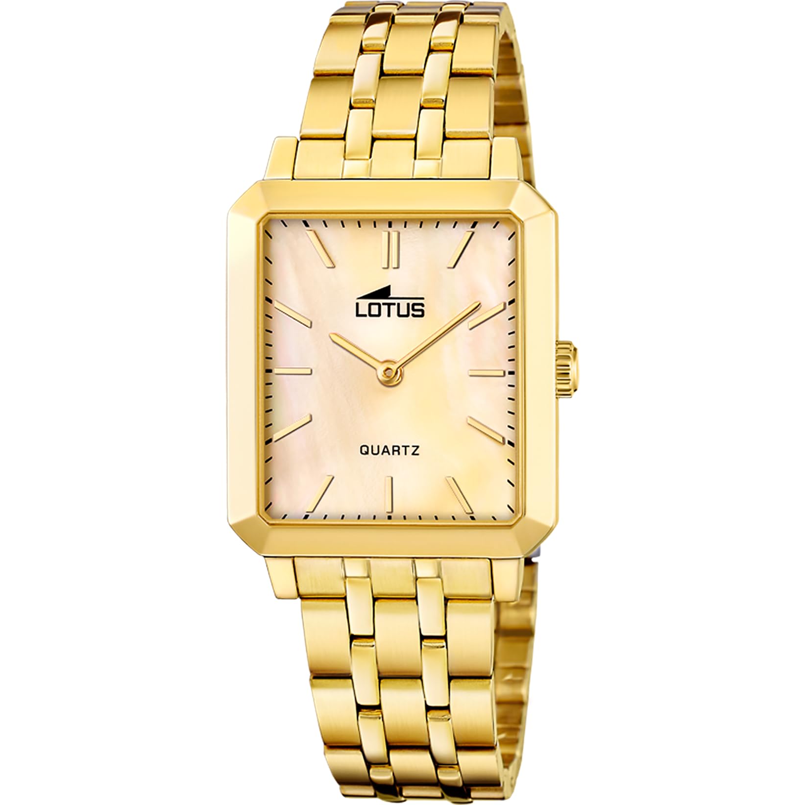 Lotus Women's Cream Gold Tone Square Watch L18982 In