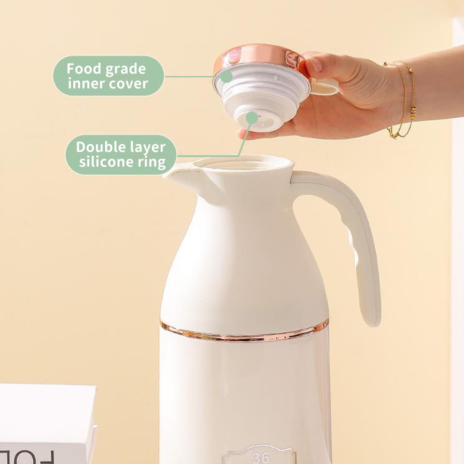 Jarra de café de 1300 ml/1600 ml/1900 ml, doble pared aislada al vacío, jarra de café térmica, jarra de café térmica, para restaurantes comerciales, servicio de alimentos, olla de plástico sin BPA