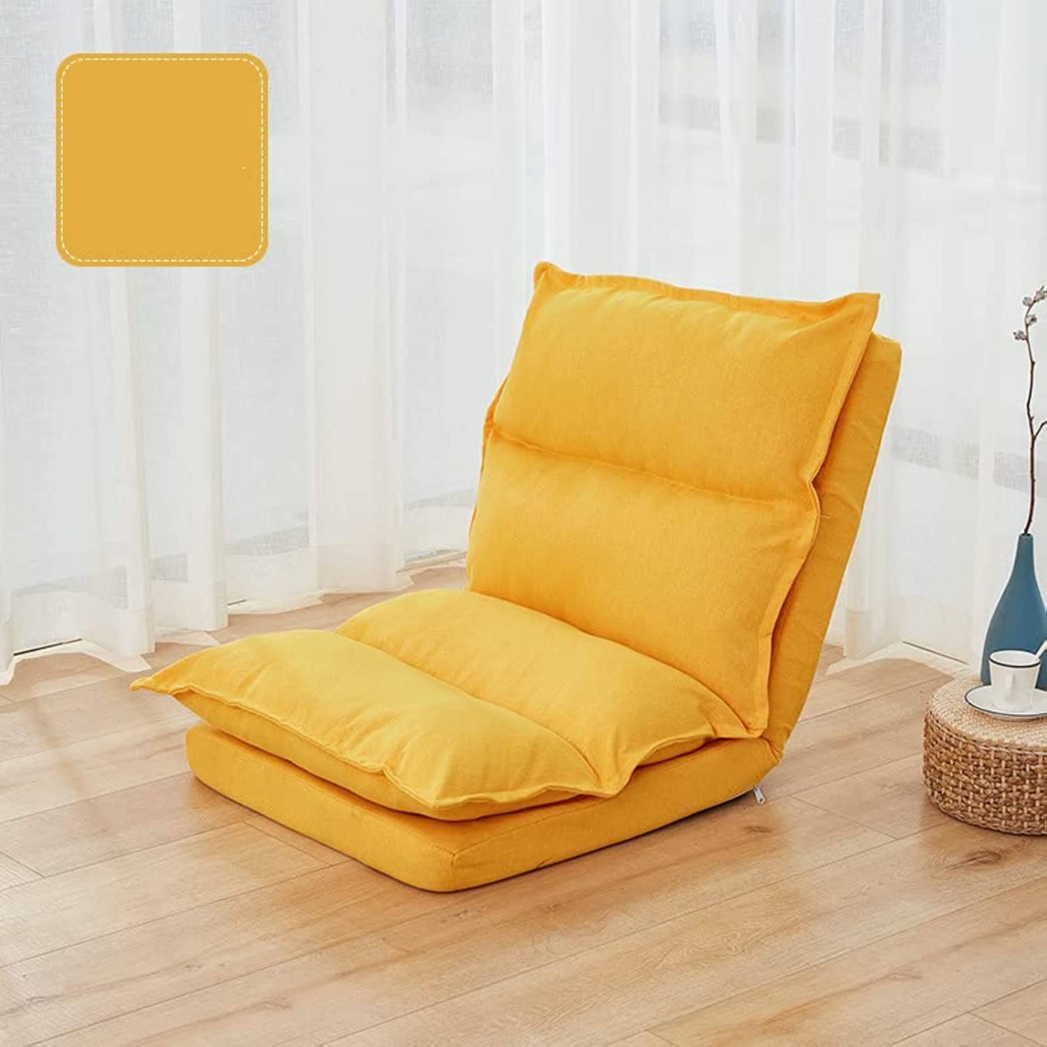 LIMOS Floor Chair Adjustable 5 Angles Padded Floor Game Seating Back Support Floor Recliner Fold Flat for Meditation, Reading, Watching, Video-Gaming, Adult Kid (Yellow)