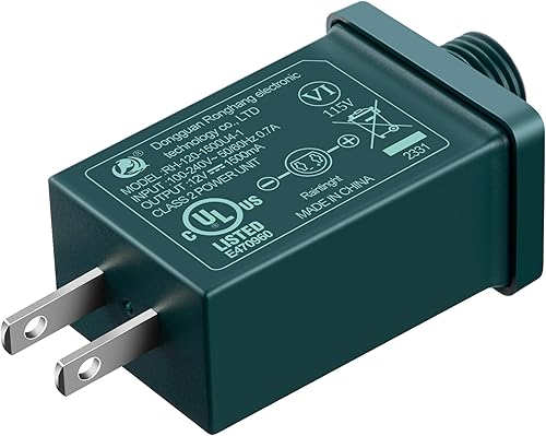 Feekoon 1 paquete de adaptador inflable de repuesto para patio, adaptador de fuente de alimentación 12vdc 1a para luces de árbol de Navidad,