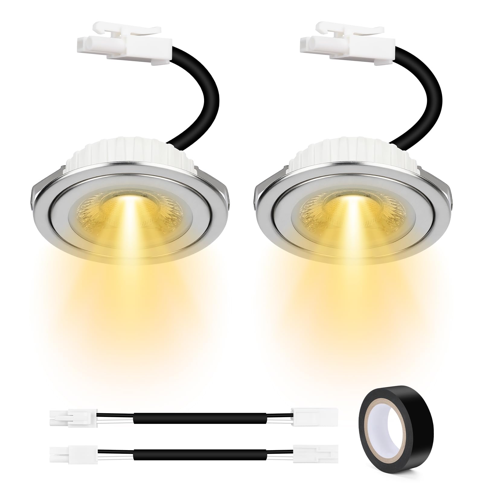 ON-E01-32 Range Hood Light Bulbs Replacement, 12V DC 3W Cooker Hood LED Light Bulbs, Energy Efficient, Long Lifespan, Heat-Resistant Aluminum for Better Heat Dissipation, 3000K Warm Yellow, 2-Pack