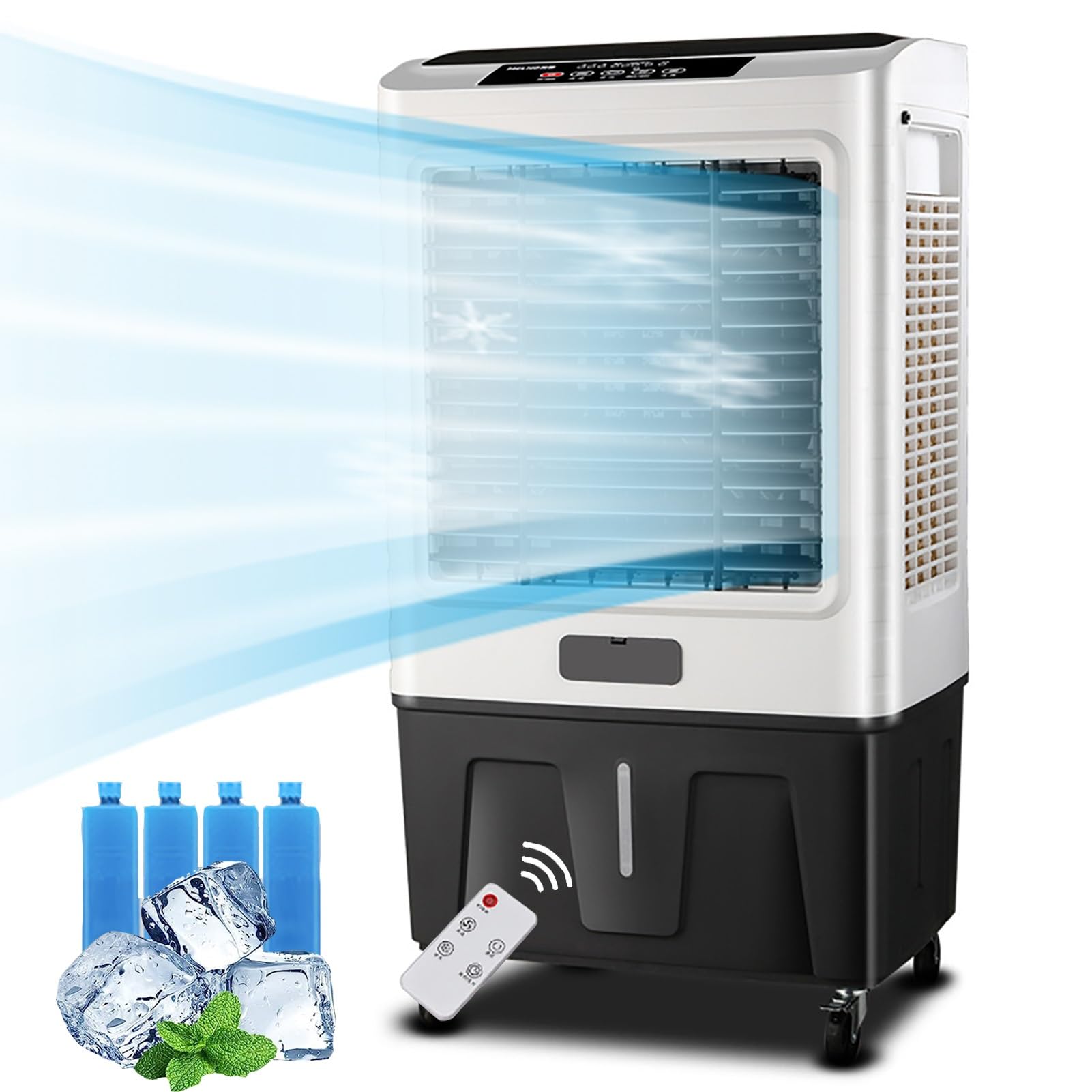 TIANQIHAO Evaporative Air Cooler Fan, 150W Cooler With 55L Water Tank, 120° Oscillation, 3 Speeds For Room, Outdoor Use,One Color-150W