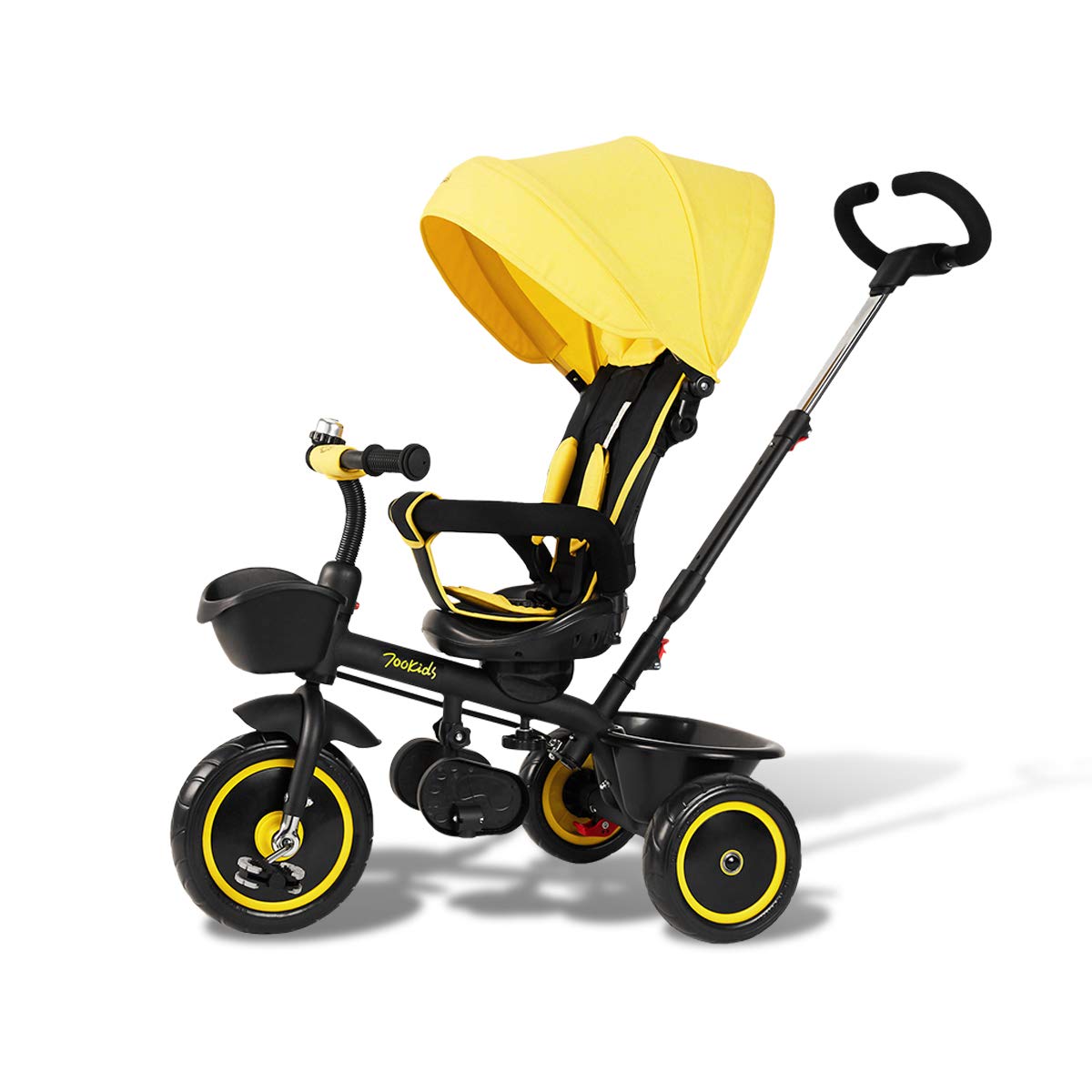 700KIDS Baby Tricycle with Push Handle 3-in-1 Toddlers Tricycle Stroller Smart Trike Bike for Toddlers Kids Stroller for 1 2 3 4 5 6 Year Old Boy Girl, Yellow