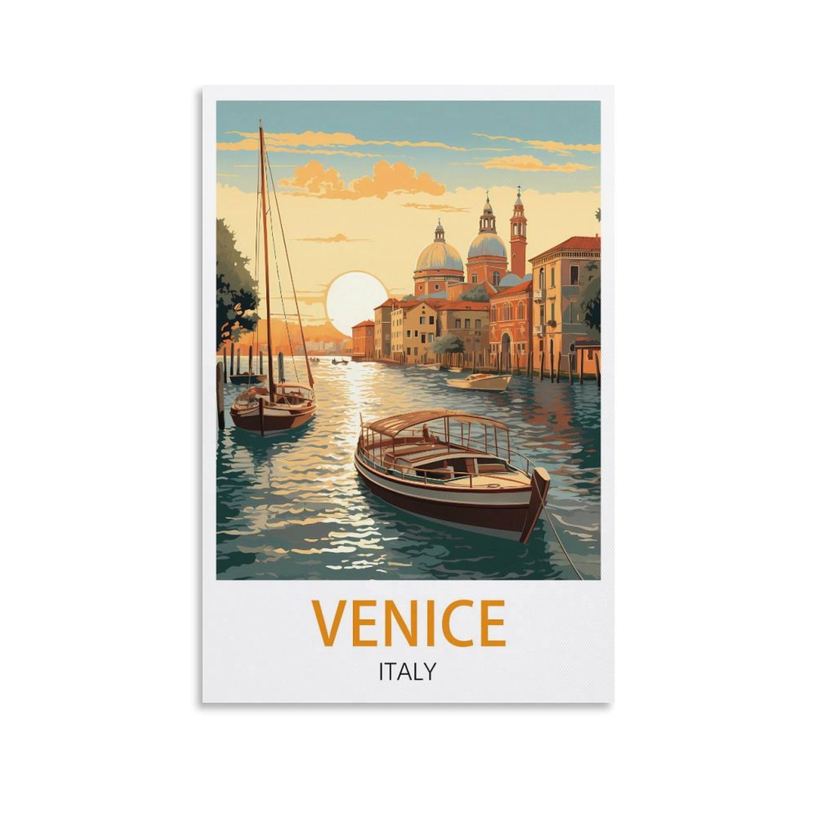 Lhjoiun Unframe-Style Venice Italy Vintage Travel Poster 12X18inch(30X45cm) Art Canvas Print For Living Room Bedroom Home Decoration Modern Art