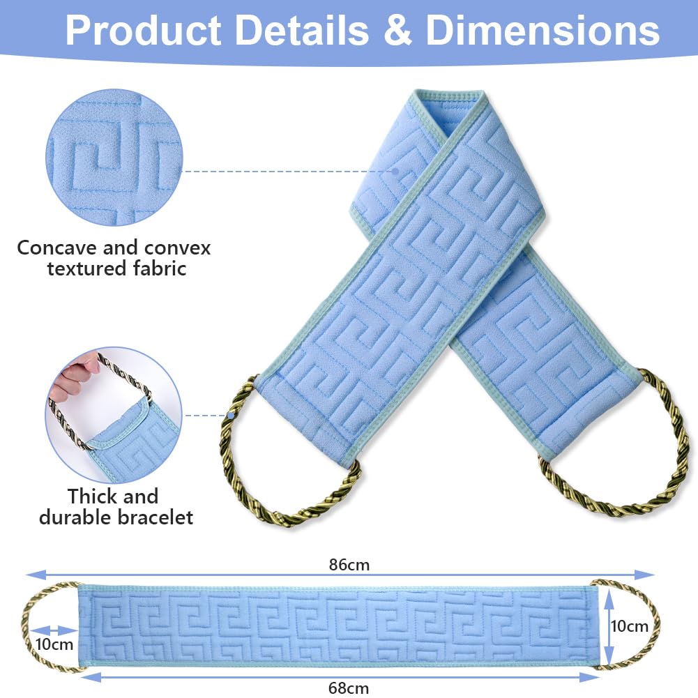 Exfoliating Back Scrubber for Shower 34 Inches Back Scrubber with Handles, Double Sided Body Exfoliator Bath Tool - Image 2