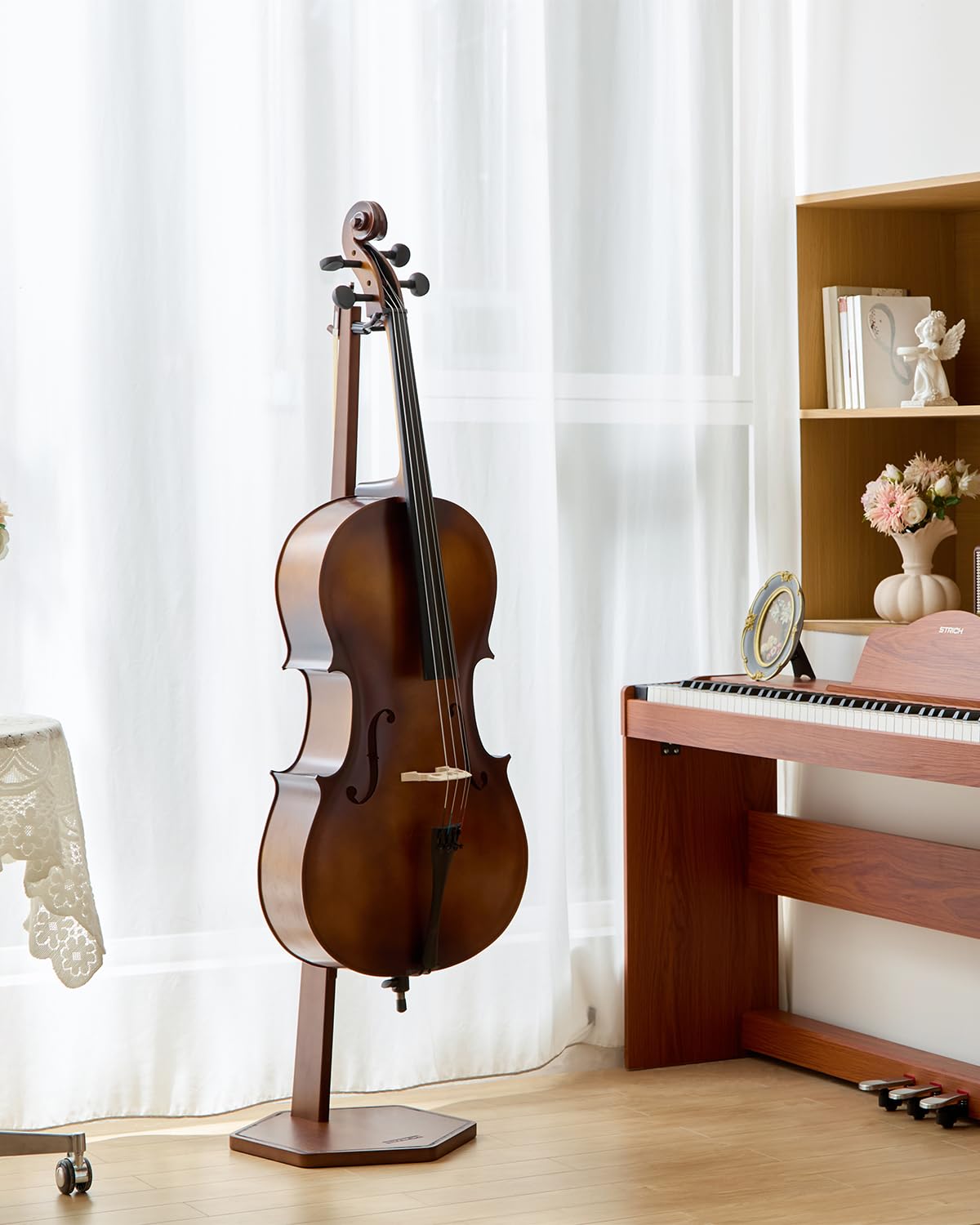 STRICH Support pour violoncelle en bois avec support pour archet