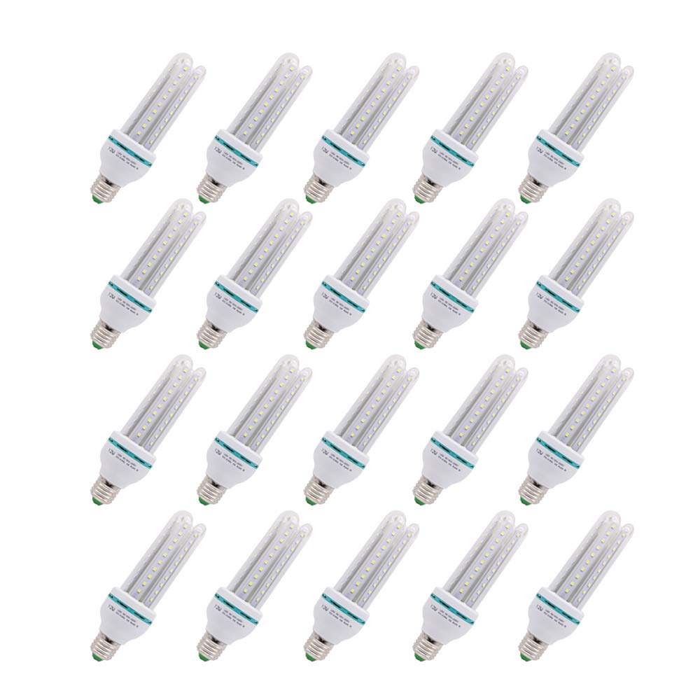 20 bombilla LED de 12W superbrillante modelo U - Bombilla LED E27 Edison con adaptador E27-6000K blanco frío 1200 lúmenes para iluminación comercial - almacén taller fábrica hof