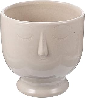 Hemoton Hoog kwaliteit Vaso de flores de estilo abstrato Artístico vaso de cerâmica vaso recipiente de bonsai (bege)
