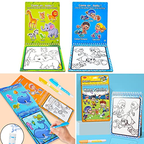 Lefimot 2 Pack Water Coloring Books For Toddler, Ocean Animal Reusable Paint With Water Books For Kids Ages 3-5, Educational Learning Toddlers Travel Toys With Pens, Birthday Gifts For Kids #TOP5