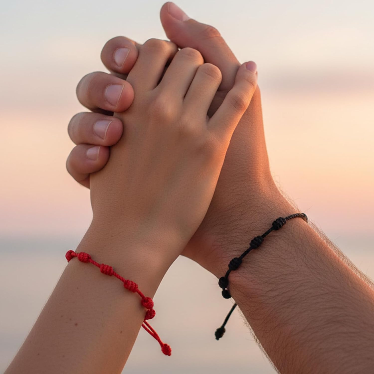 20 PCS Red Good Luck String Bracelets, Adjustable 7 Knot Thread Bracelet Black Thread Bracelet for Protection and Good Luck, Hand-Woven Nylon Cord Jewelry for Women and Men (Red, Black)