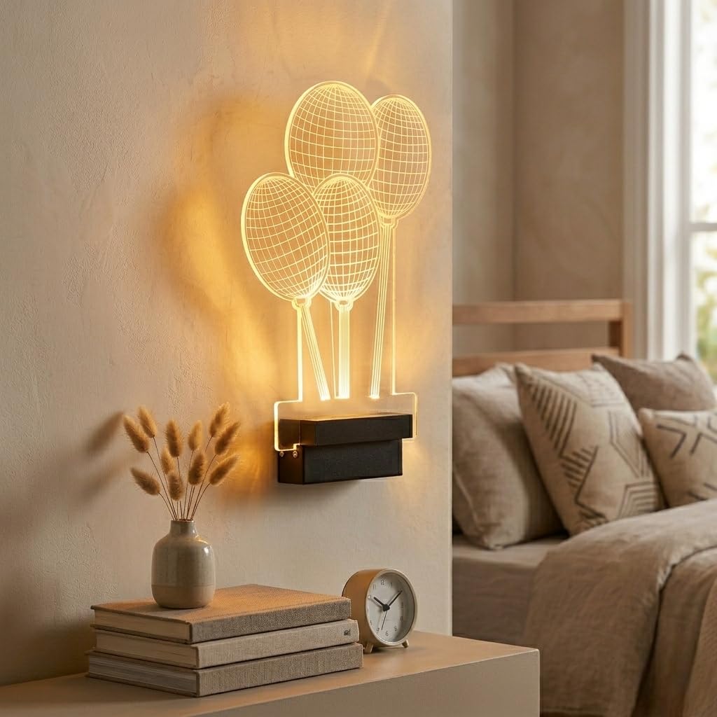 Groeien 15W | 3 Color Modern LED Acrylic Balloon Wireframe Design Sconce Wall Light for Bedroom Living Room Corridor Lighting Fixtures Wall Mount (1, Balloon)-image-43