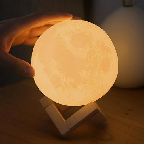 Lámpara de luna blanda para niños, luz nocturna de silicona con brillo suave, múltiples colores, control táctil y recargable, bonita luz nocturna