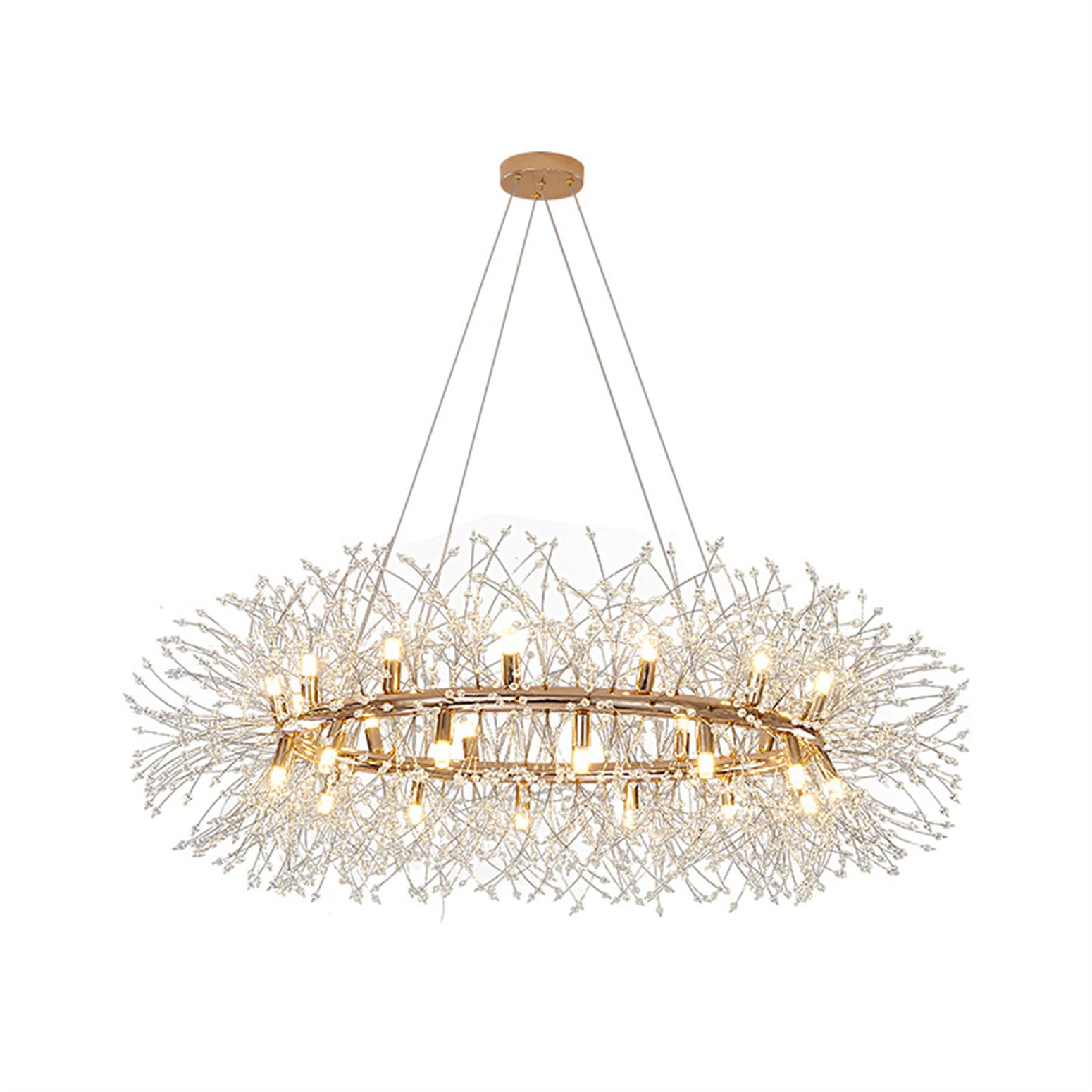 KXEcoLife Crystal Chandeliers 12-Light Modern Firework Chandelier Dandelion Light Fixture,Bedroom Chandelier,Ceiling Hanging Lighting for Dining Room,Bedroom,Aisle
