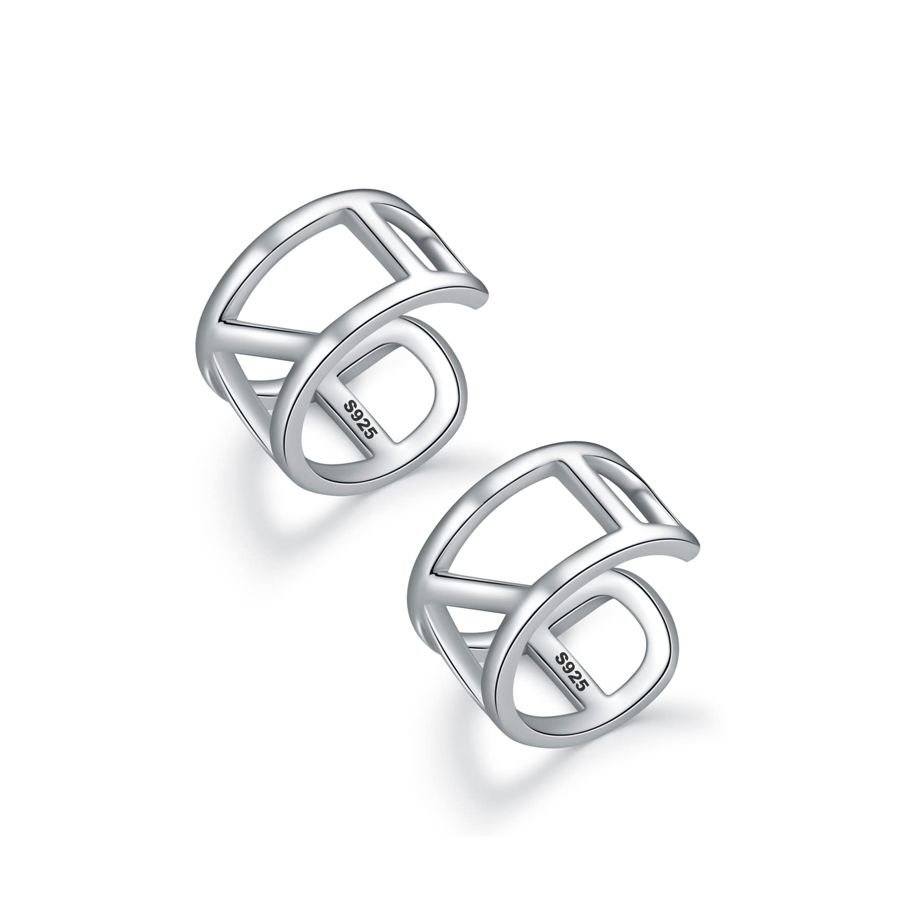CHIC &amp; ARTSY 925 Sterling Silver Ear Cuffs for Women, Non Piercing Clip On Cartilage Cuffs, Adjustable Fake Conch &amp; Helix Earrings, Gold Plated &amp; Oxidized Various Styles