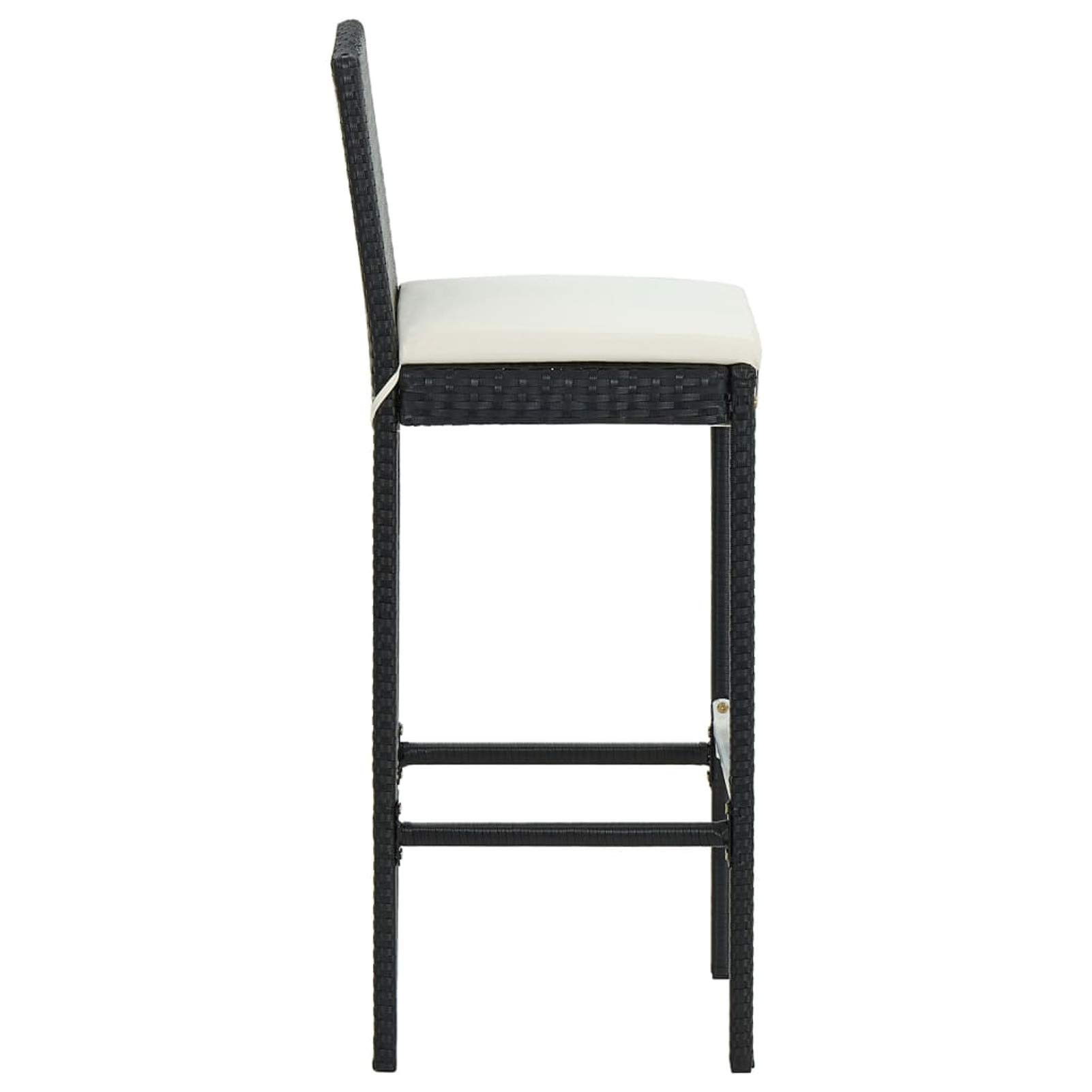 Tidyard Set de Muebles Bar Jardín 3 Piezas con Cojines Set Mesa Alta de Bar y 2 Taburetes con Respaldo Balcón Terraza Mesa y Sillas Barra Bistró Muebles Ratán PE Negro