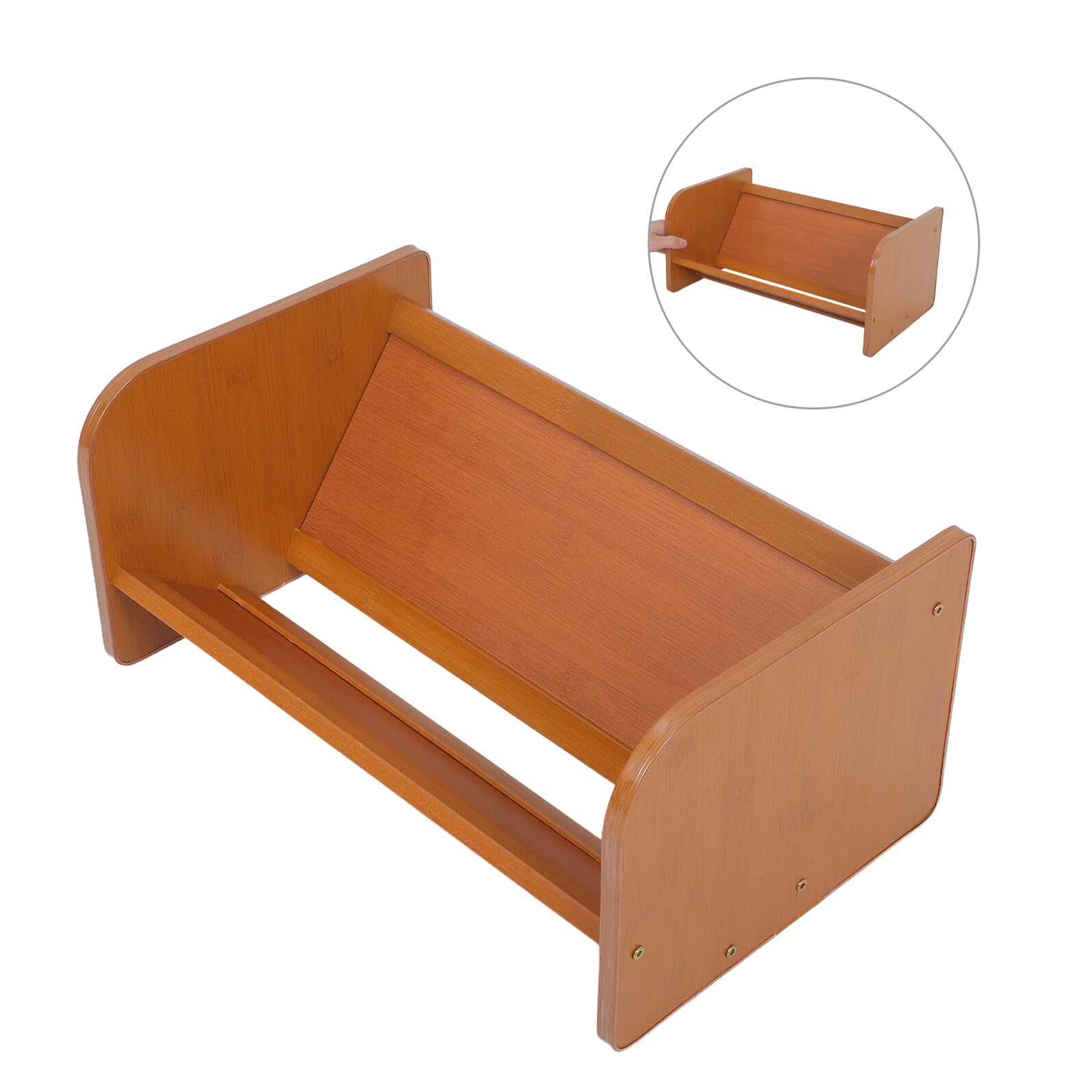 Levemolo Scaffale Porta Vinili e CD in Bambù Marrone, Organizer Versatile da Scrivania Salvaspazio per Ambienti Professionali e Ufficio Decorativo