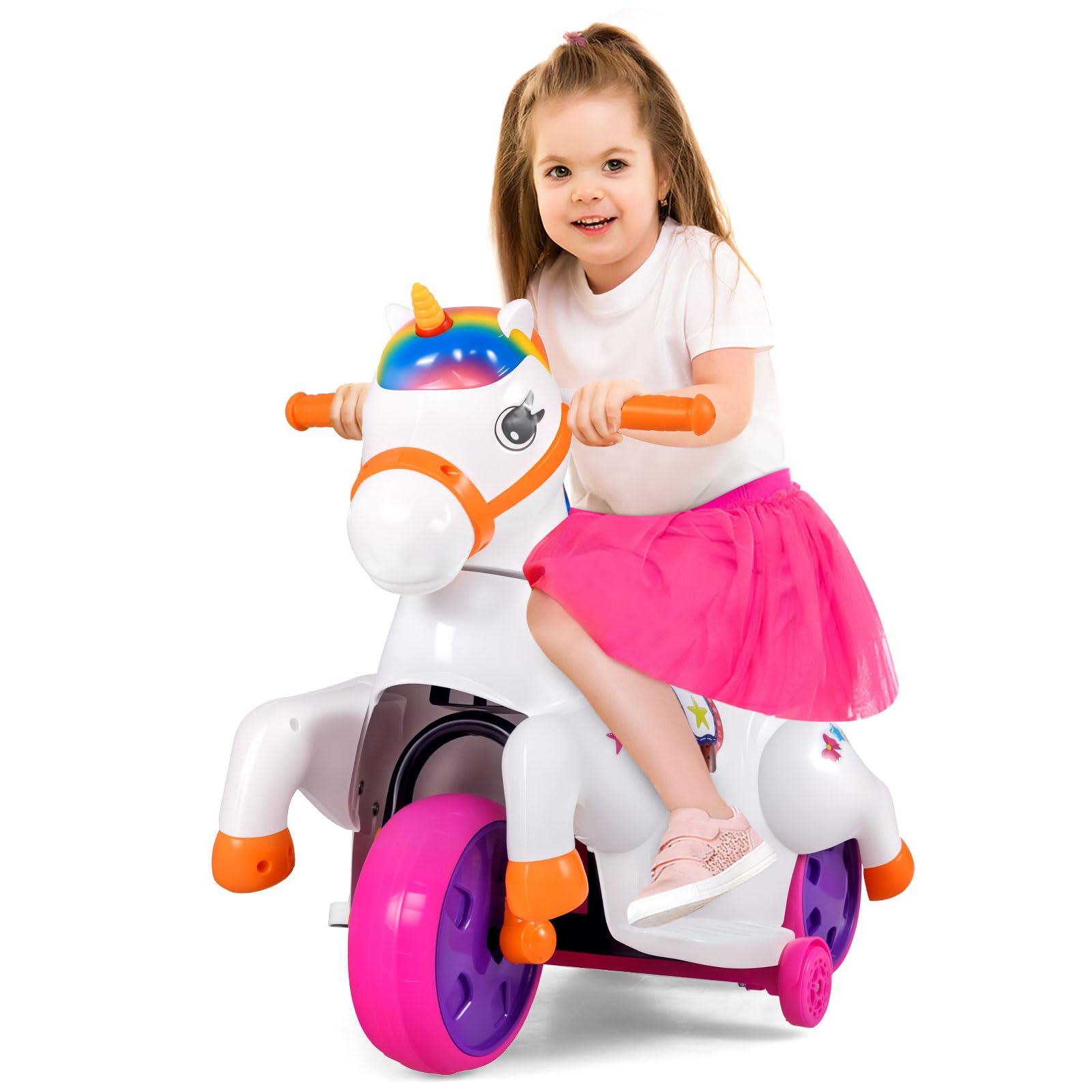Amazon.com: HONEY JOY 12V Unicorn Ride on Toys, 3-Wheeler Battery