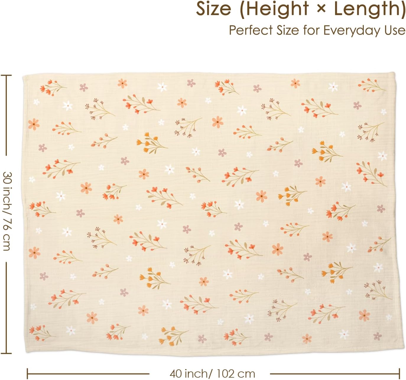 Floral Baby Blankets for Girls, Soft Nursery Minky Blankets with Muslin and Dotted Fleece Back 30x40 inches, Receiving Bed Quilt for Newborn, Infants, Toddlers - Image 3