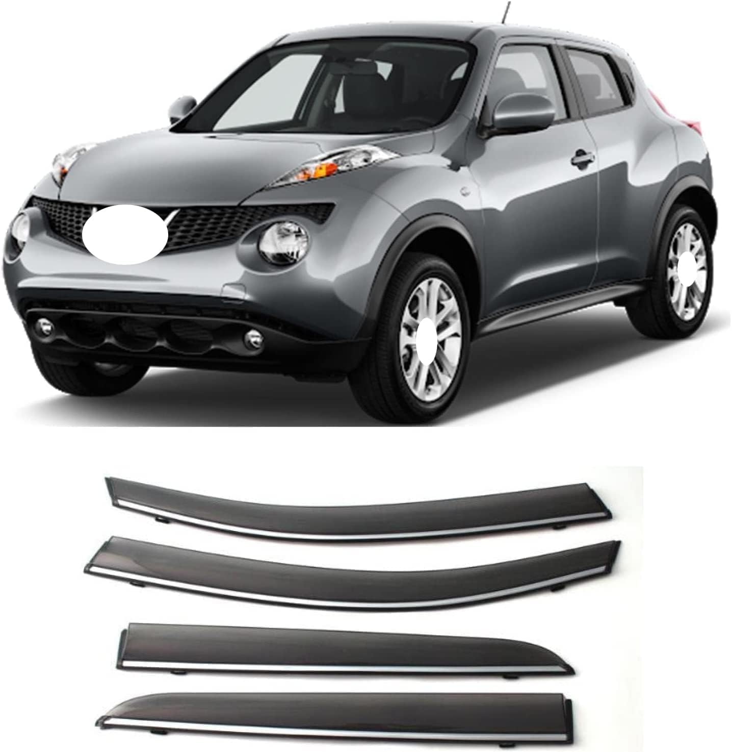 WeiYH Wind Deflectors for Nissan Juke 2012-2019, Keep Your Car Ventilated in Rain Car Rain Guard Shield Stick-on Fitment Weathershields