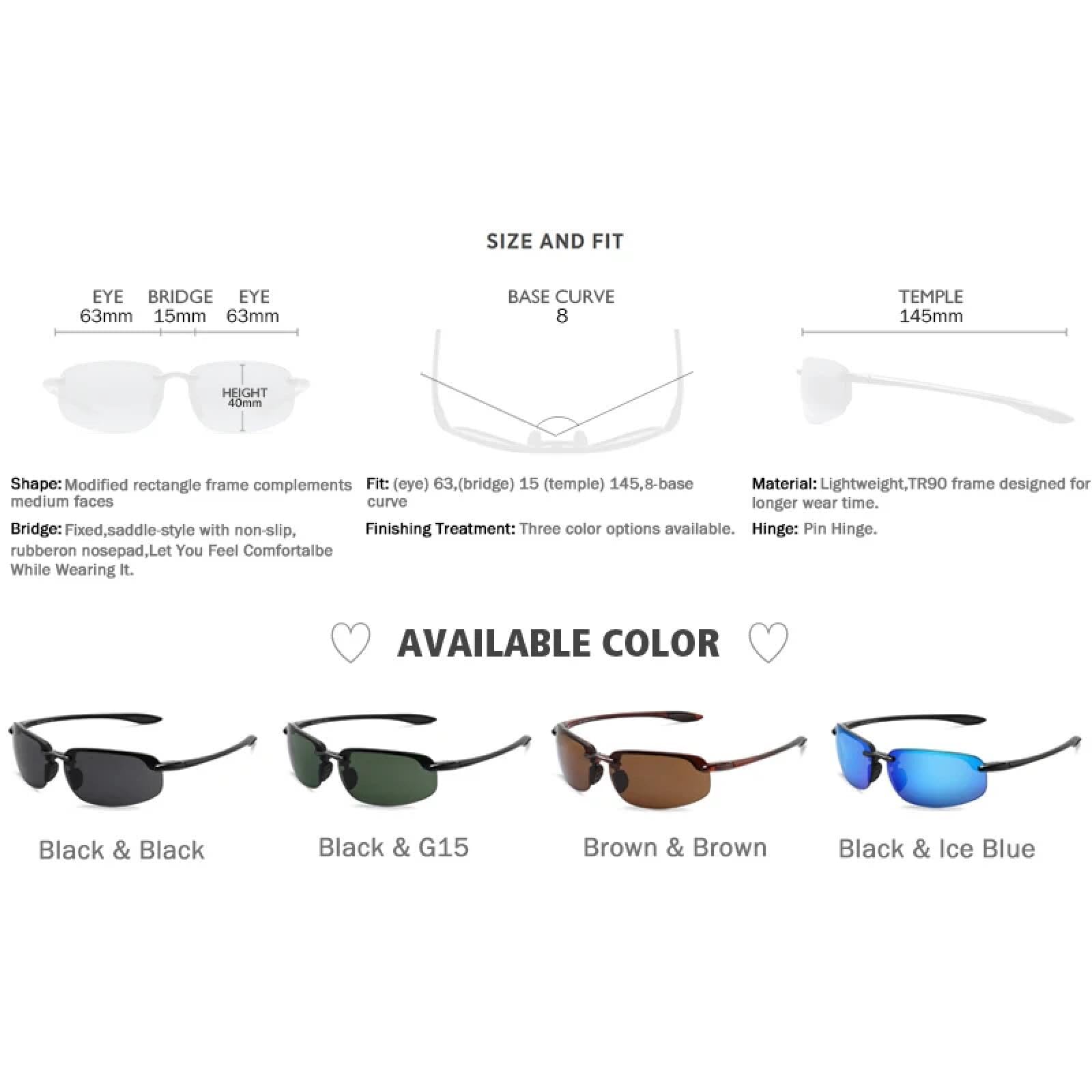 Occhiali da sole sportivi Unisex UV400 Frame ultraleggero senza montatura per ciclismo, guida, corsa - MJ8001