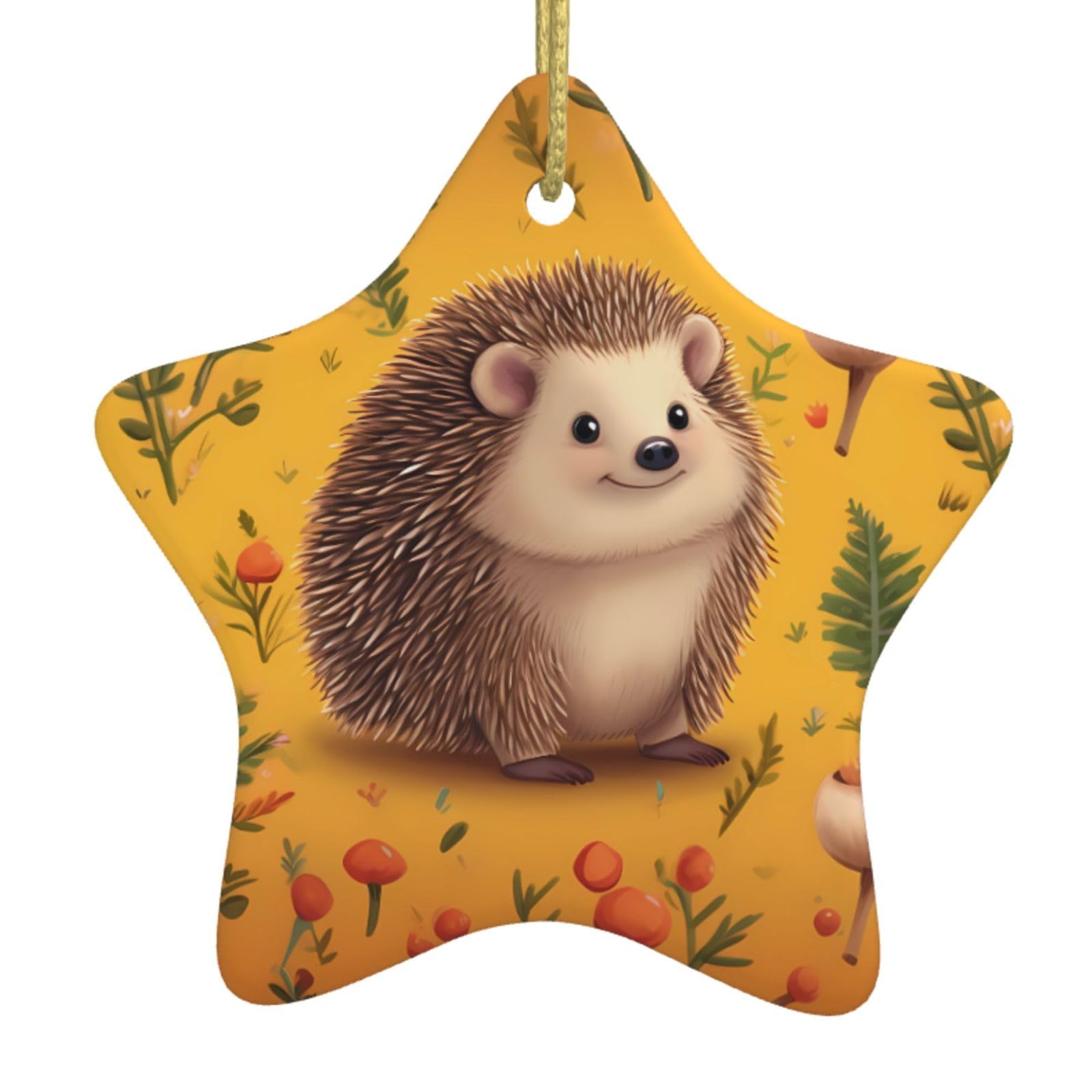 Fodpand Women's White Hedgehog Christmas Ornaments 2025, Gift Exchange For Men, Collectible Ceramic Ornament Star Hanging Ornaments For Christmas Tree Decoration