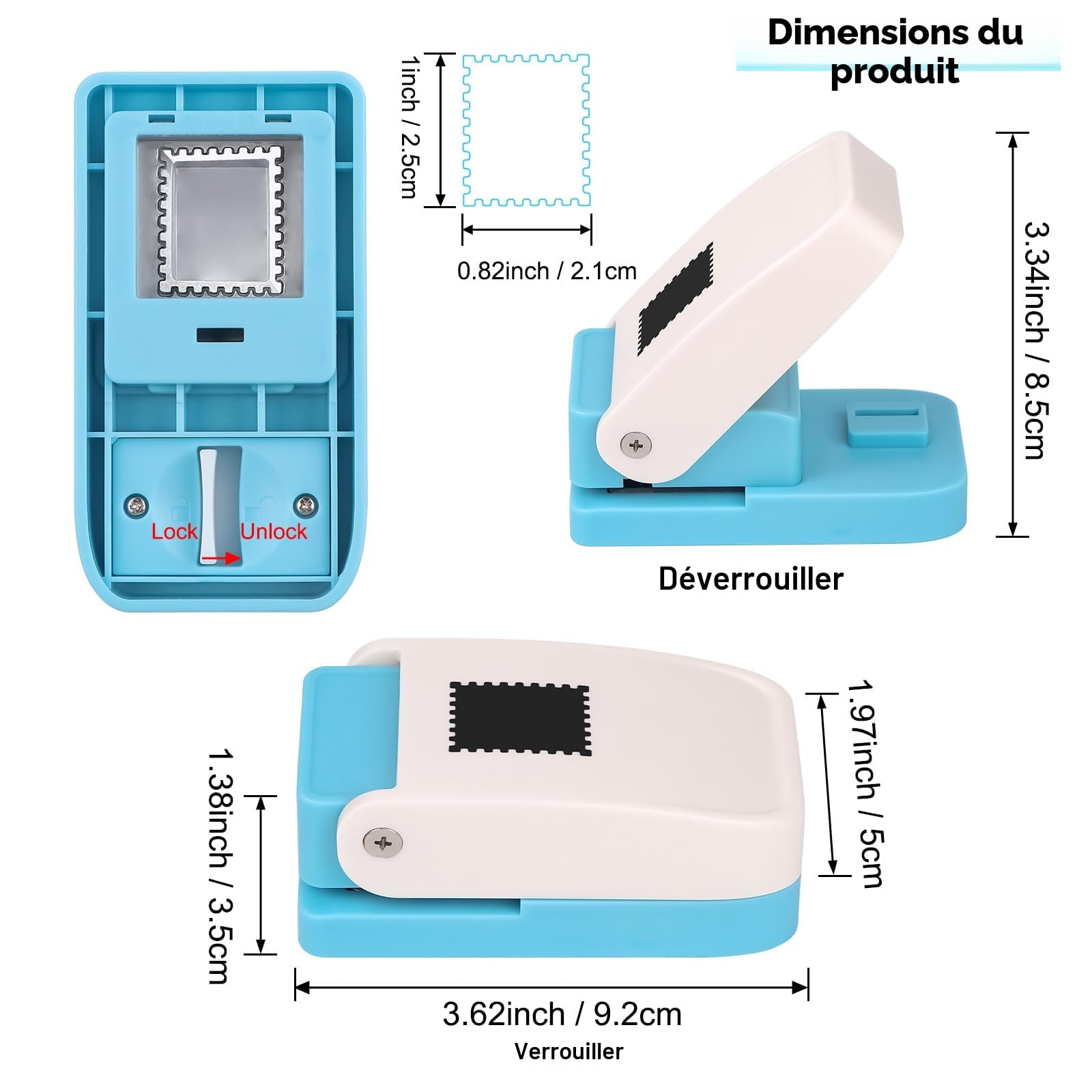 BAOFALI Perforatrice rectangulaire 2,5 x 0,2 x 0,3 cm - Perforatrice à levier pour papier, scrapbooking