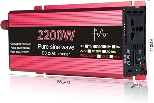 Miniatura 9 de Inversor de onda sinusoidal pura 1000 W, 1600 W, 2200 W, 3000 W, voltaje CC 12 V24 V a CA 110 V220 V, inversor solar, 1600 W, 24 V 110 V