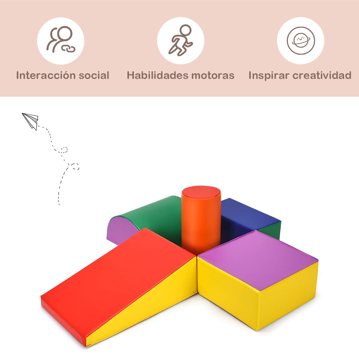 COSTWAY Juego de Bloques de Espuma Grandes para Niños Bloques de Construcción Juguetes Educativos para Bebé (Estilo 2)