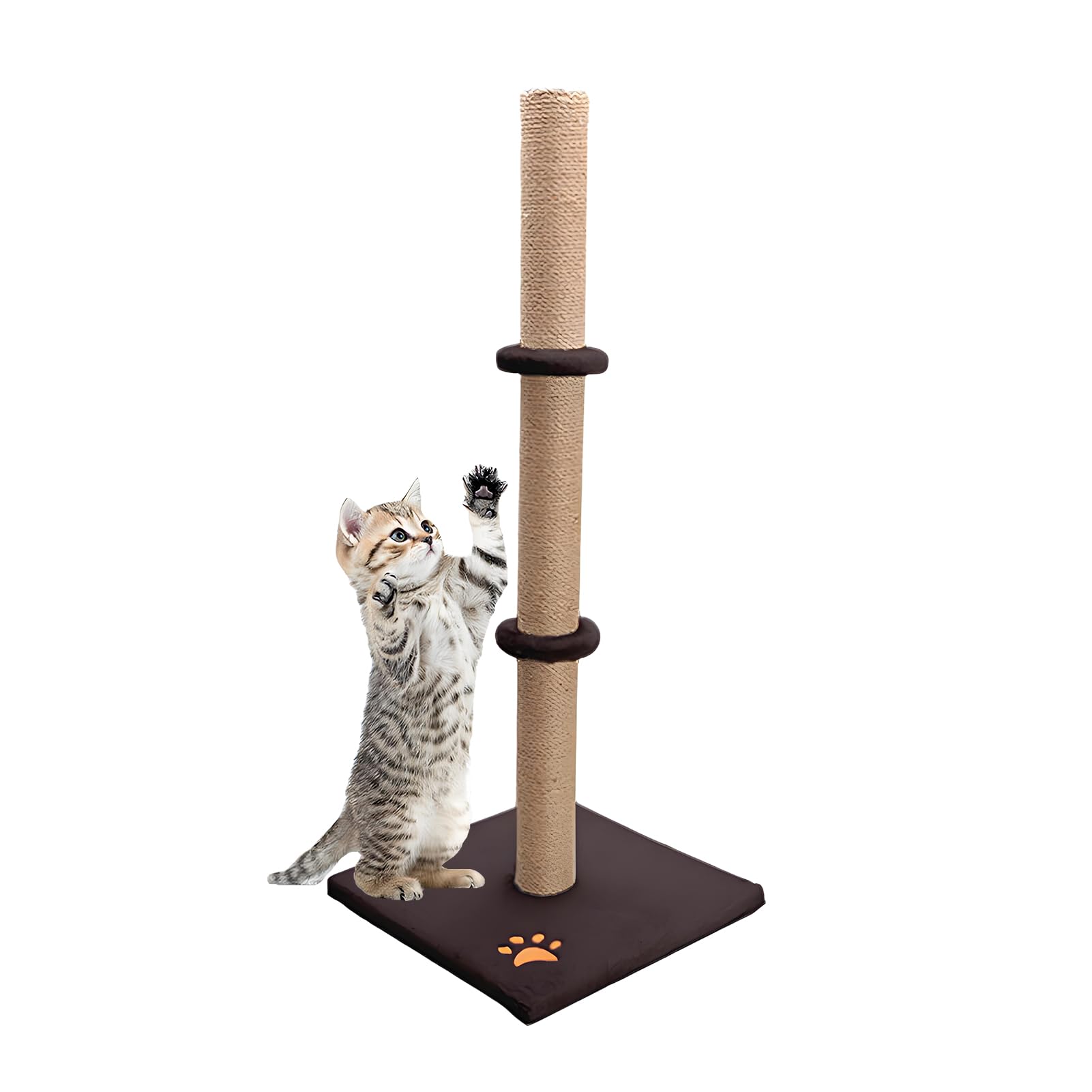 Youyijia Cat Scratching Post 89cm Vertical Cat Tree Cat Pet Climbing Resting Activity Tower Stable and Strong with Soft Plush Carpet Covered Base and Sisal Pole for Kittens and Adult Cats Beige
