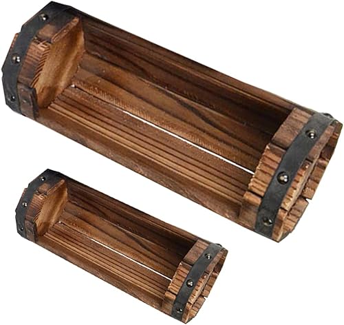 DOITOOL Macetas rústicas de medio barril, 2 piezas, maceta de madera para el jardín del hogar