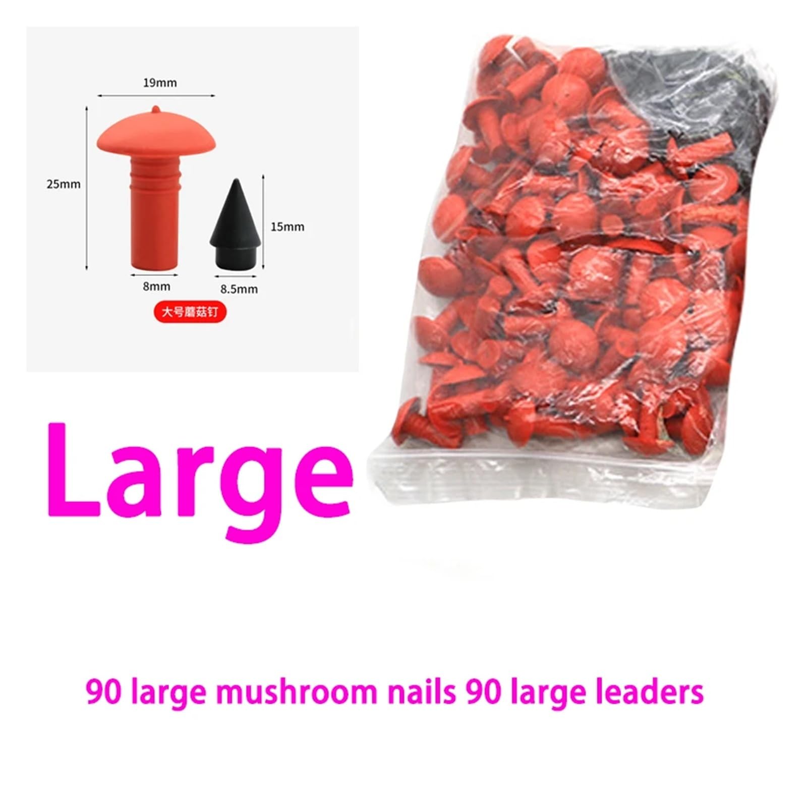 Mushroom zestaw naprawczy do opon 180 szt., 7 mm, 8 mm, zestaw naprawczy do opon bezdętkowych z narzędziem do wkładania, uniwersalne gumowe gniazda do samochodów ciężarowych, SUV-ów (lidery)