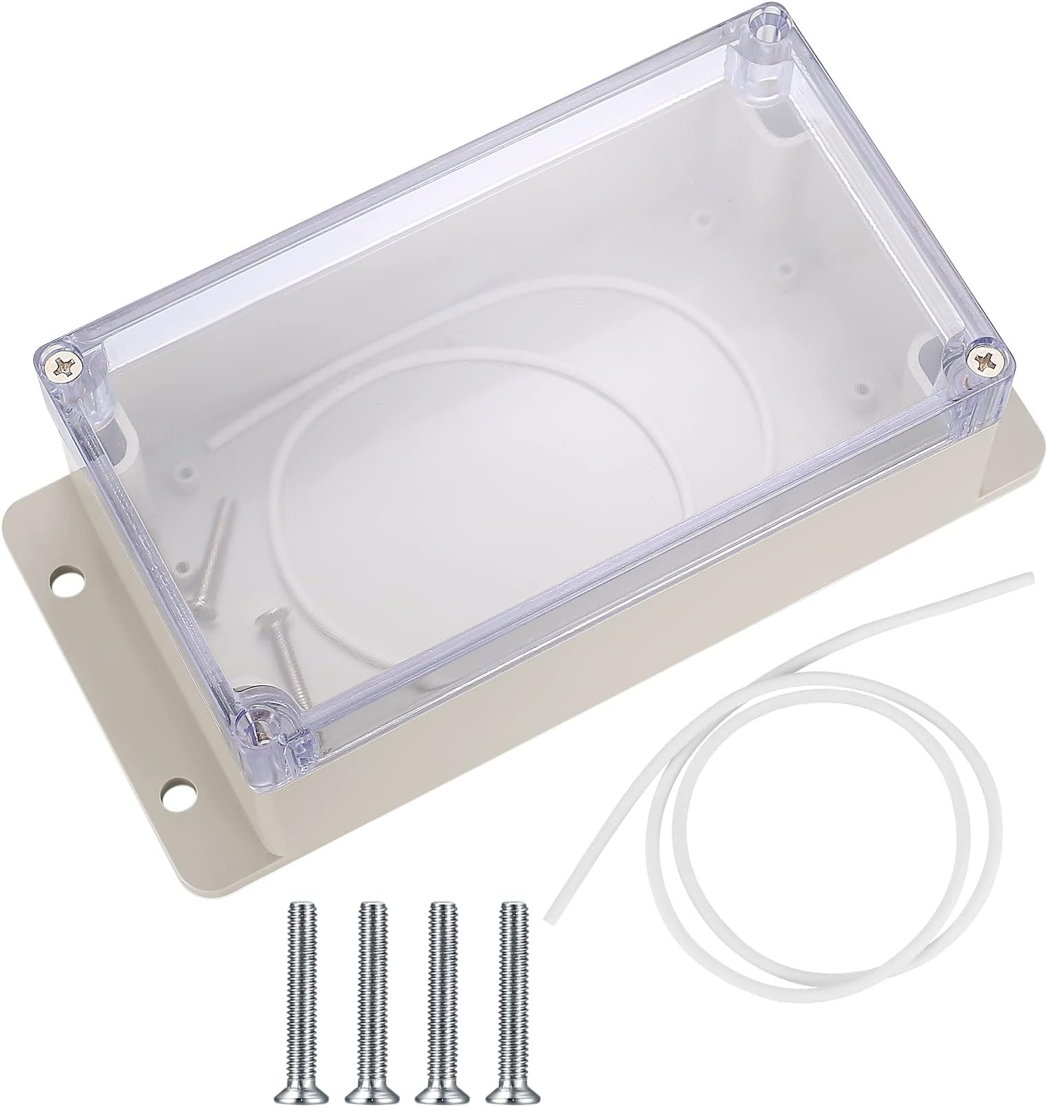 IP65 Waterproof Junction Box, Electronics Project Box, Plastic Clear Cover Project Junction Box Enclosure Case, Outdoor Electrical Box Cable Connector Boxes with Fixed Ears