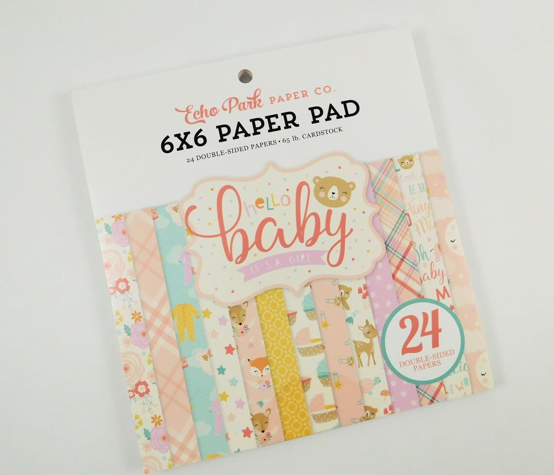 Echo Park Paper Company Hello Baby Girl 6 x 15cm Notebook - Pink, Teal, Yellow, Purple, Orange