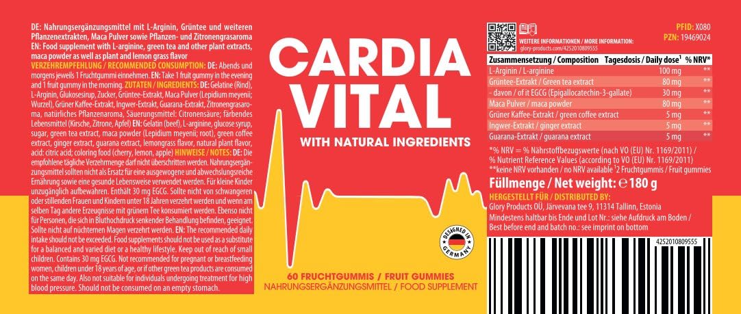 Cardiavital Fruchtgummies | Ideal begleitend für dein Ziel | für Männer & Frauen | Inhalt 60 Gummies