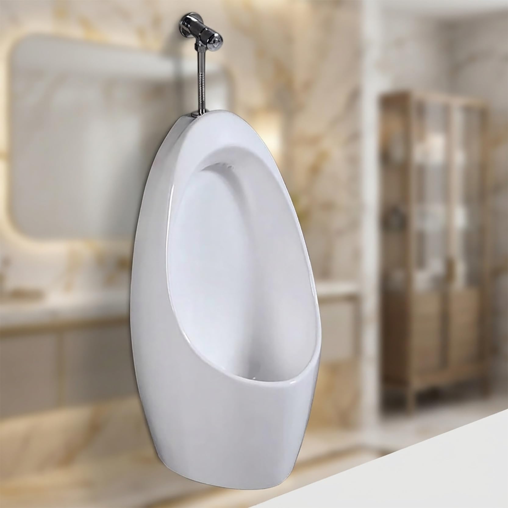 Naścienny ceramiczny pisuar dla mężczyzn, ręczny zawór spłukujący, cicha konstrukcja bez rozprysków do domowej łazienki, biura, hotelu i toalet publicznych, łatwy w instalacji