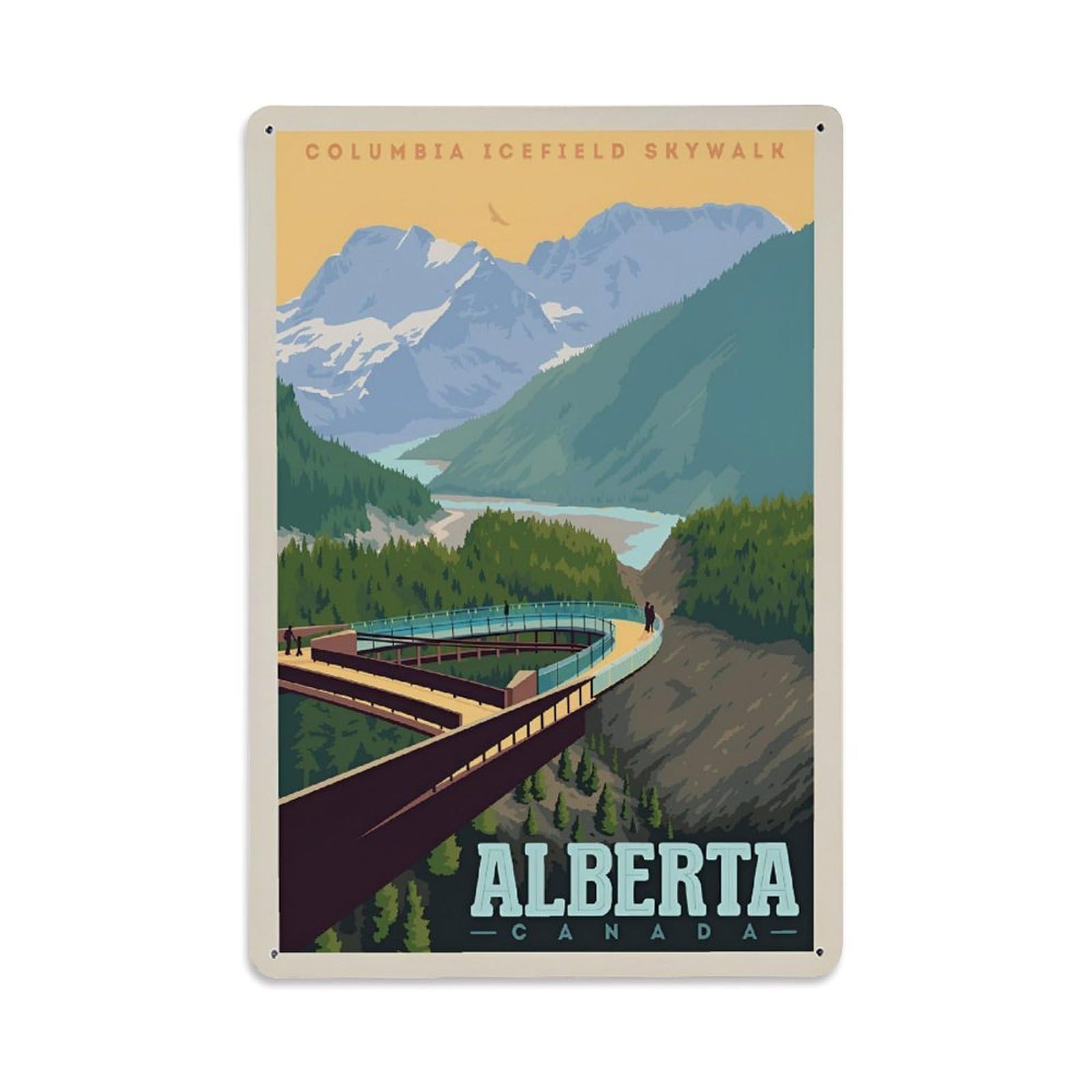 Vintage Trave Poster Canada Ice Field Sky Walk Metal Tin Sign Wall Decor for Cafe, Club, Garden Metal Poster 8x12Inch