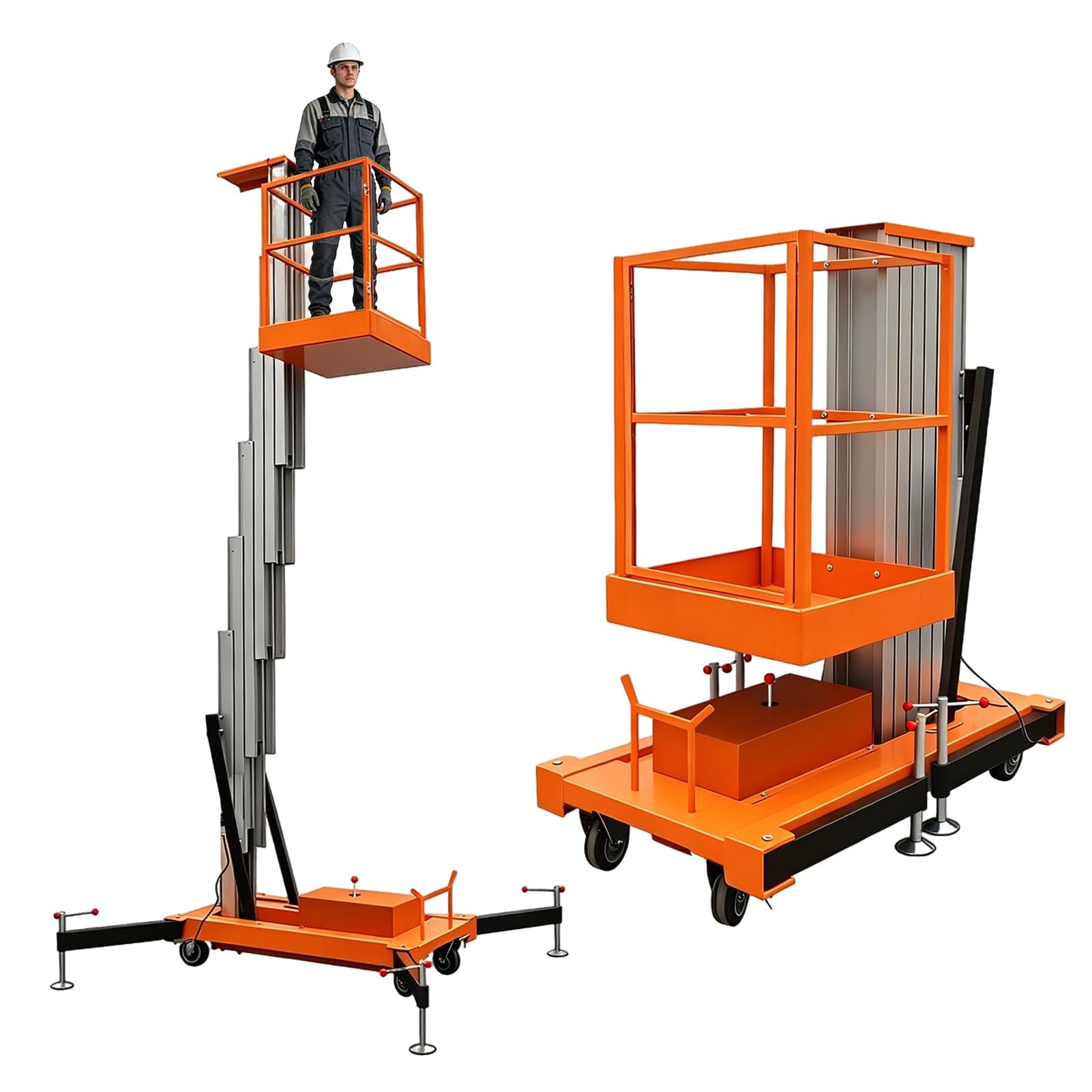Piattaforma elettrica dell'impalcatura, 2000LB di capacità dell'ascensore idraulico con guardrail, piattaforma mobile di lavoro aereo di 10-43ft per il magazzino, la logistica & la manutenzione