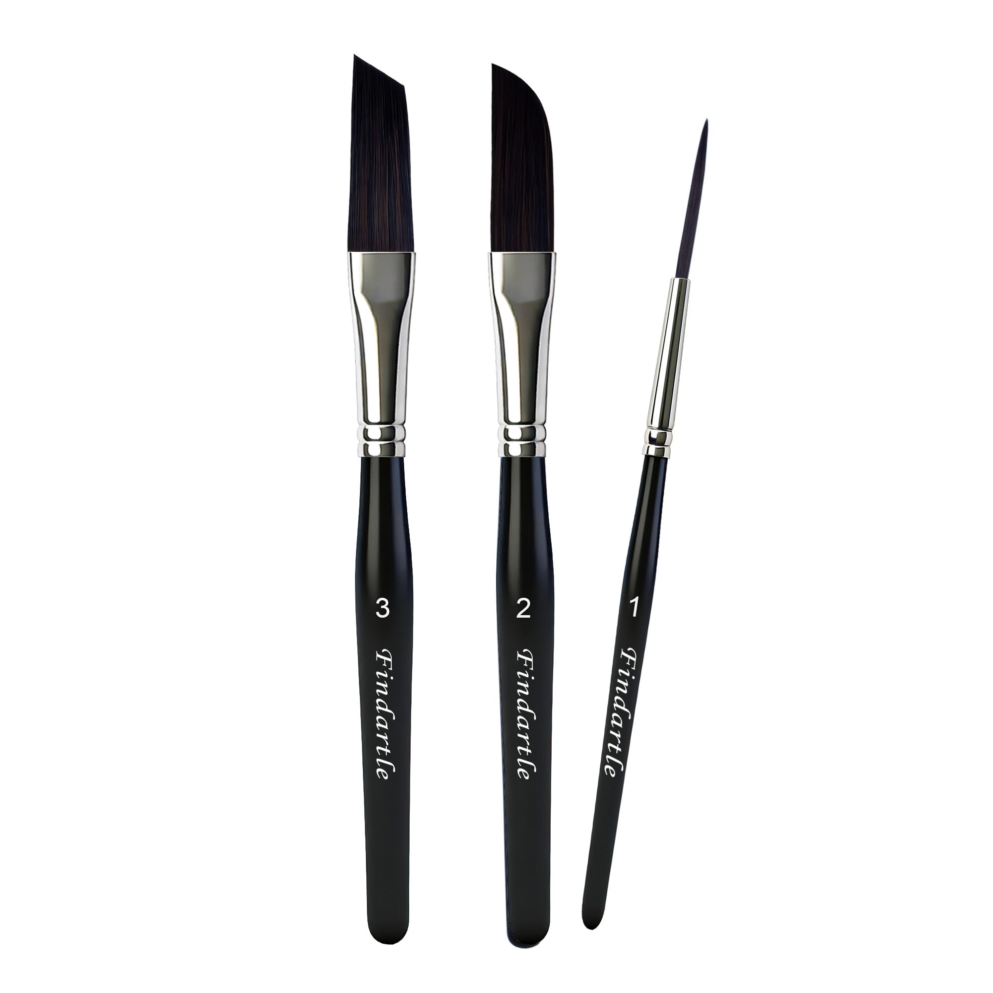 Findartle Pinstriping Brushes, 3 Pcs Liner Brushes Perfect For Script,Sign,Pinstripe,Striping,Lettering,Scroll,Liner Art,Professional Striping Brush for Acrylic,Watercolour,Gouache,Oil Painting