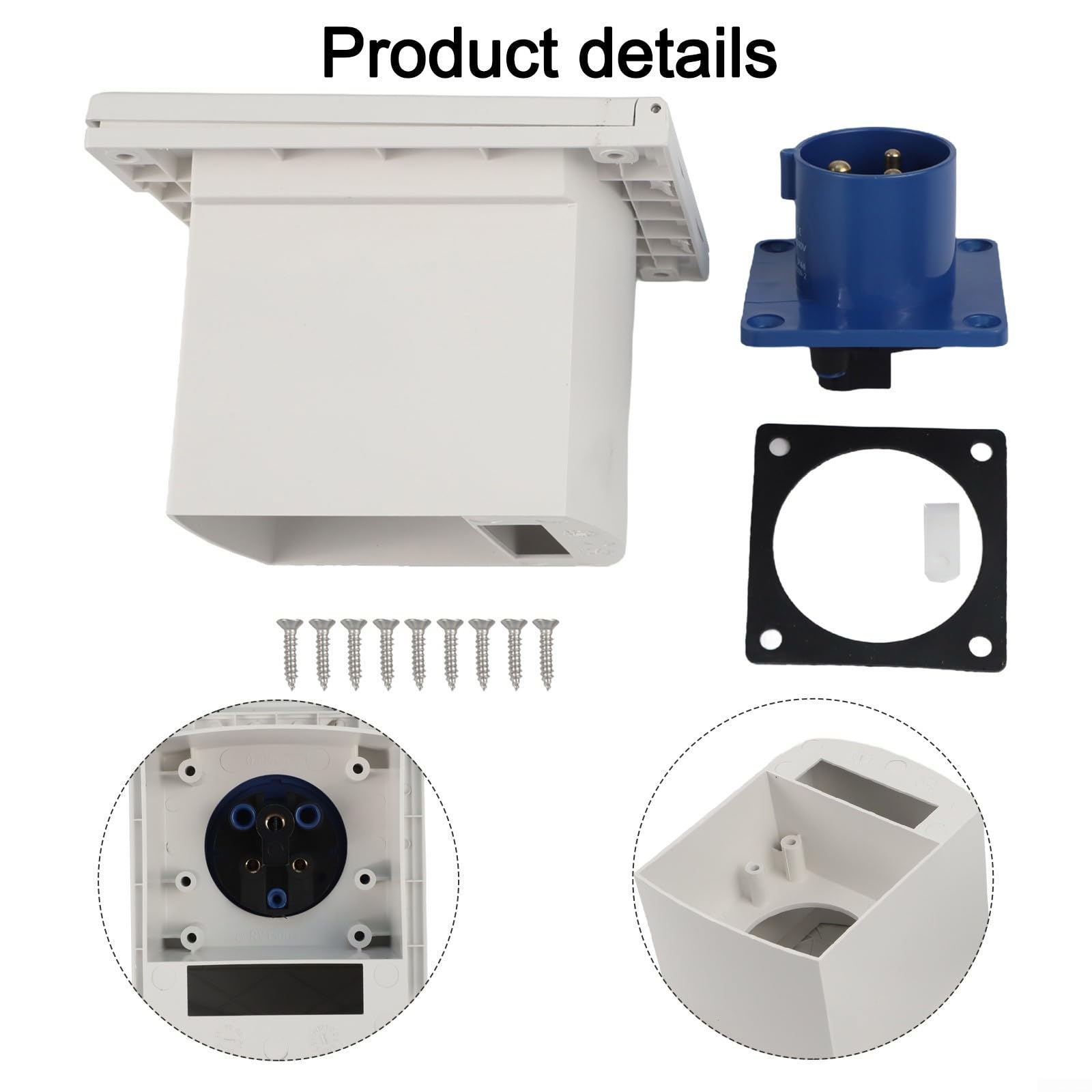 Presa di alimentazione esterna impermeabile 16 A 220-250 V IP44 in plastica nera per camper