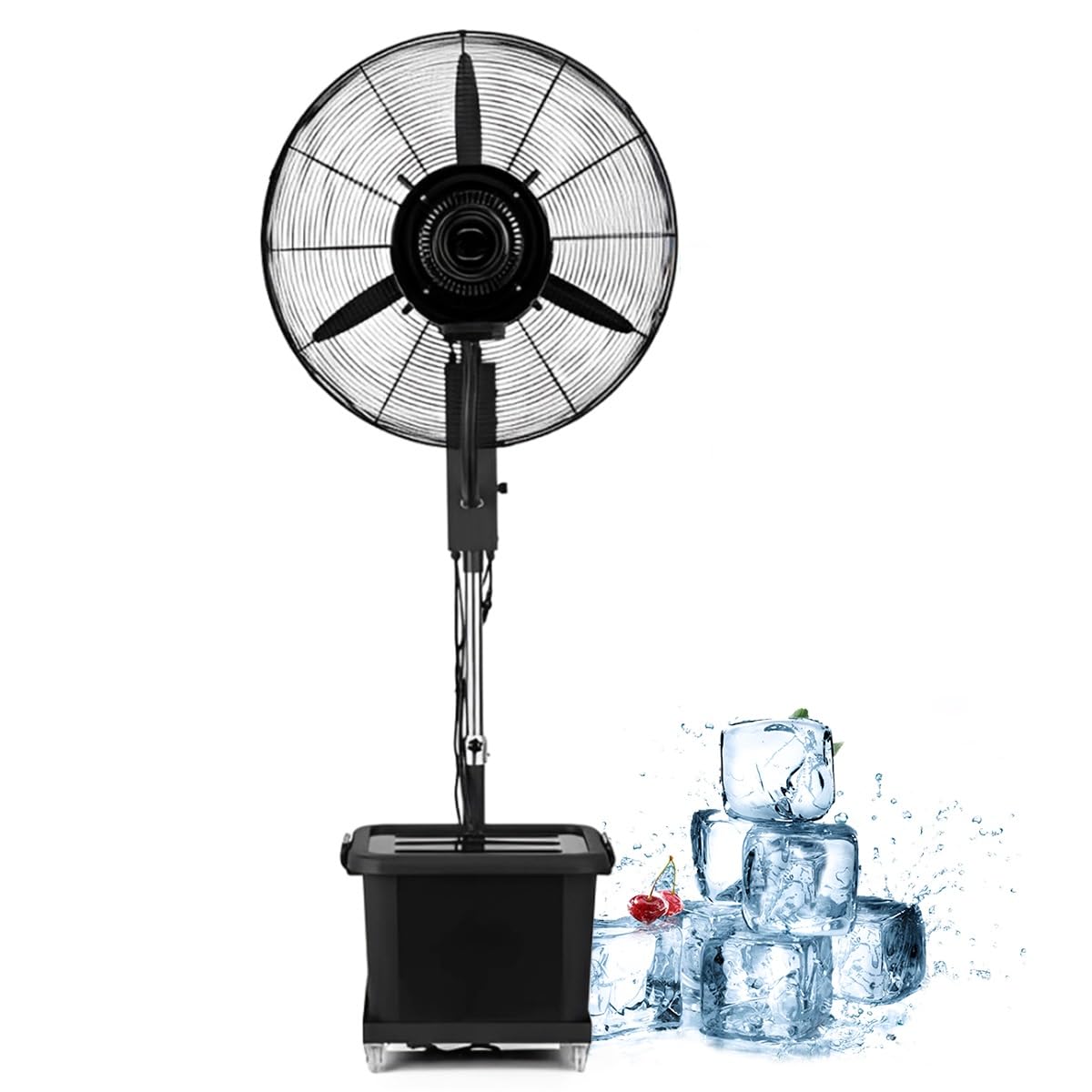 asdchZen Industrial High Speed Misting Fan – 3 Speeds, 90°Oscillation, Adjustable Height, Outdoor Cooling For Patio, Workshop, Greenhouse,75cm/29.5in