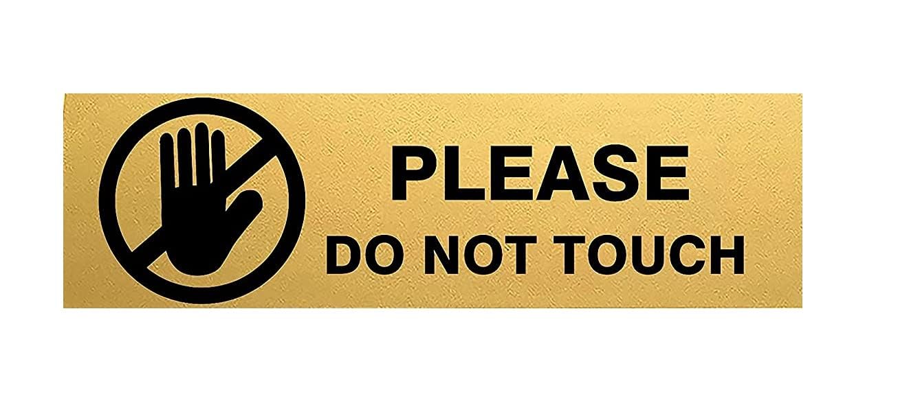 Premium "Please Do Not Touch" Acrylic Sign Board | Gold & Black Laminated Glass Plate Display for Office & Hospital Signage - Durable & Elegant (25 x 9 cm)