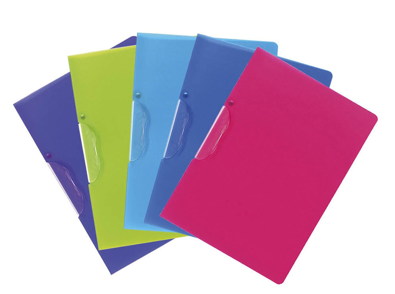 Exacompta - Ref 47700E - Semi-Rigid Translucent PP Presentation Clip Folder - Suitable for A4 Documents, 0.5mm Polypropylene - Assorted Colours (Pack of 5)