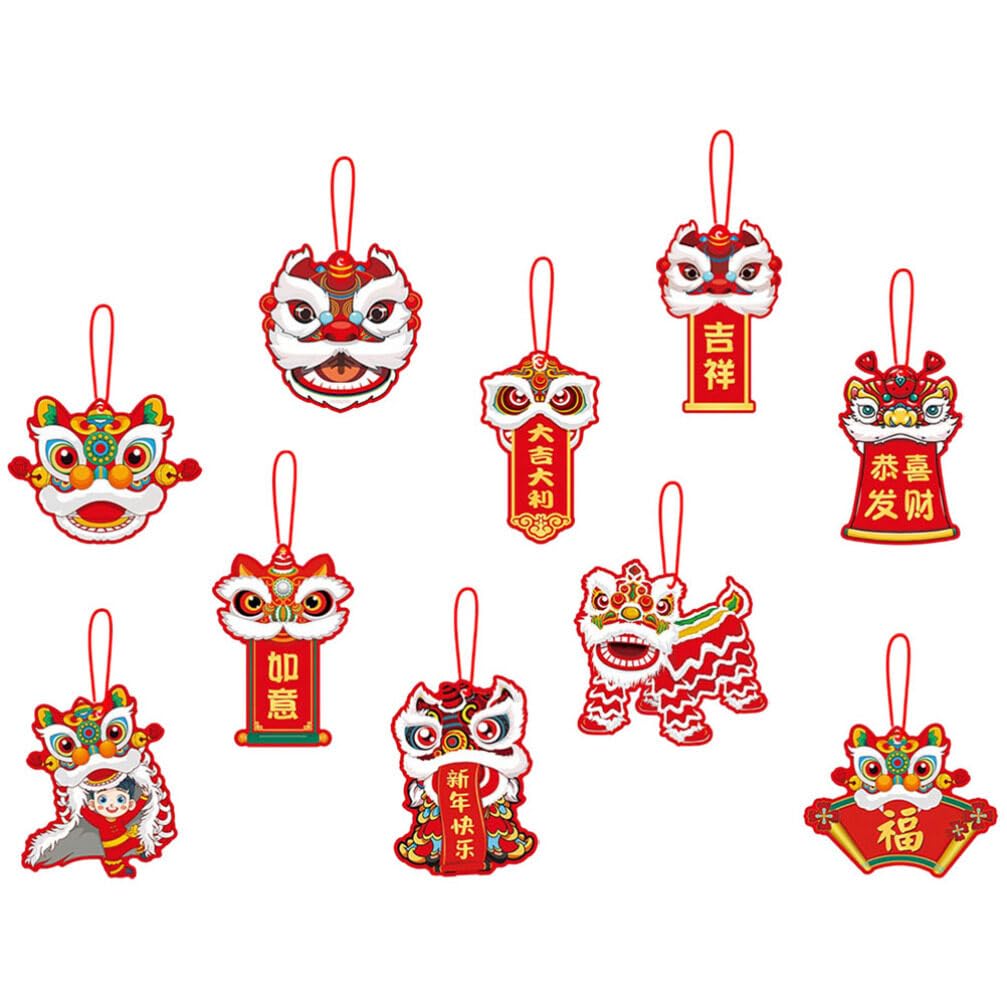 PRETYZOOM 10pcs Spring Festival Dragon Pendants Year Hanging Ornaments for Home Office and Party Decorations Reusable Material for Festive Decor